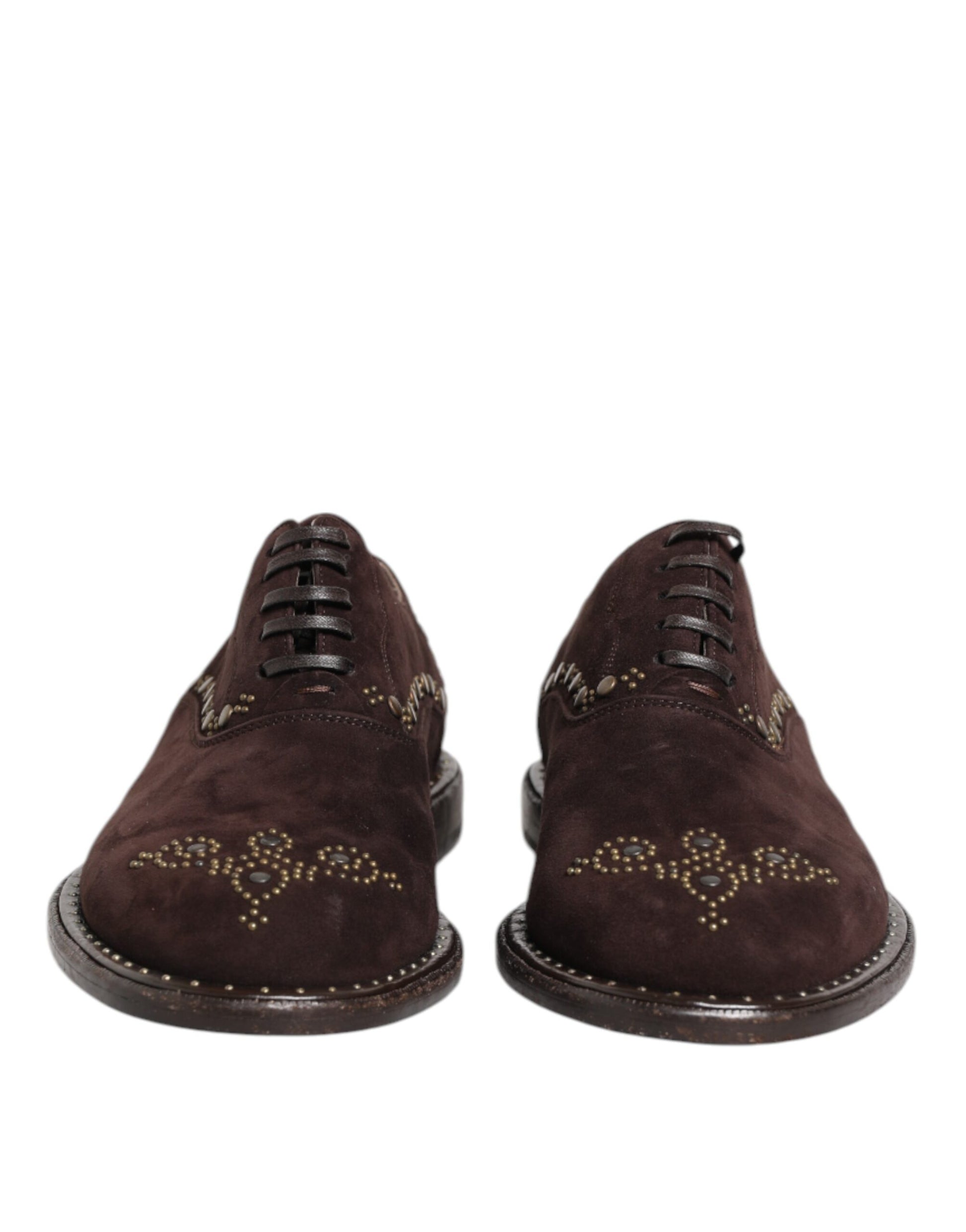 Chaussures Oxford à lacets en velours marron Dolce &amp; Gabbana