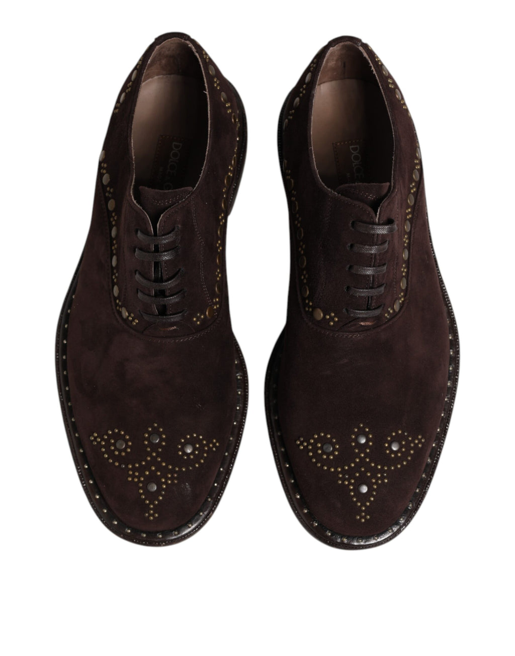 Chaussures Oxford à lacets en velours marron Dolce &amp; Gabbana