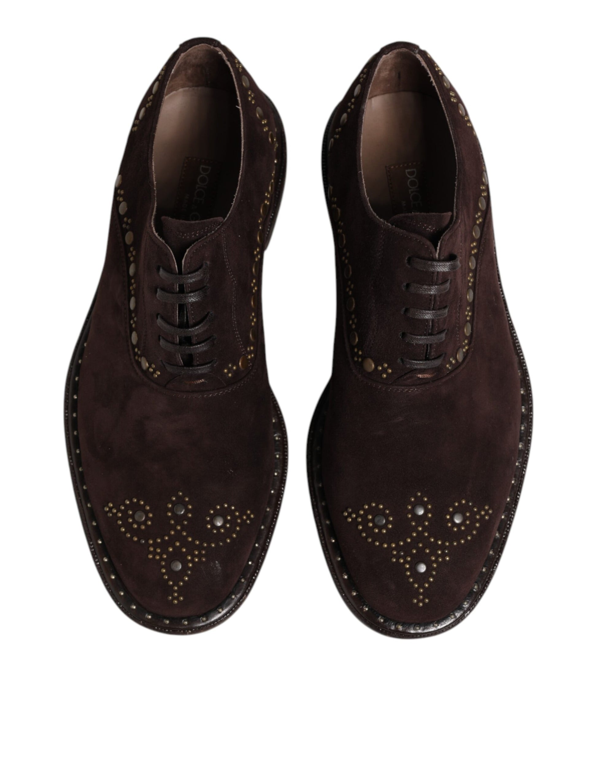 Chaussures Oxford à lacets en velours marron Dolce &amp; Gabbana