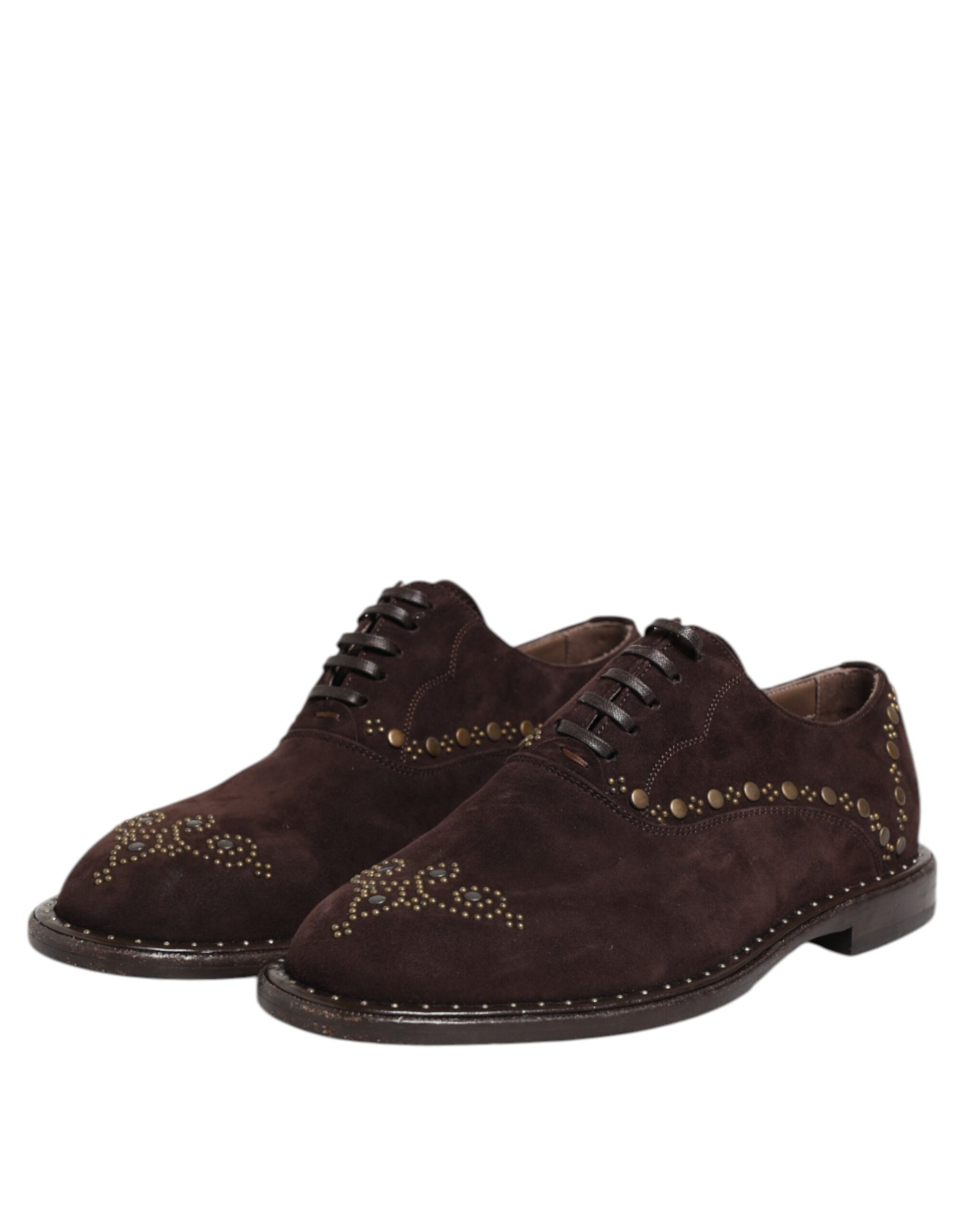 Chaussures Oxford à lacets en velours marron Dolce &amp; Gabbana