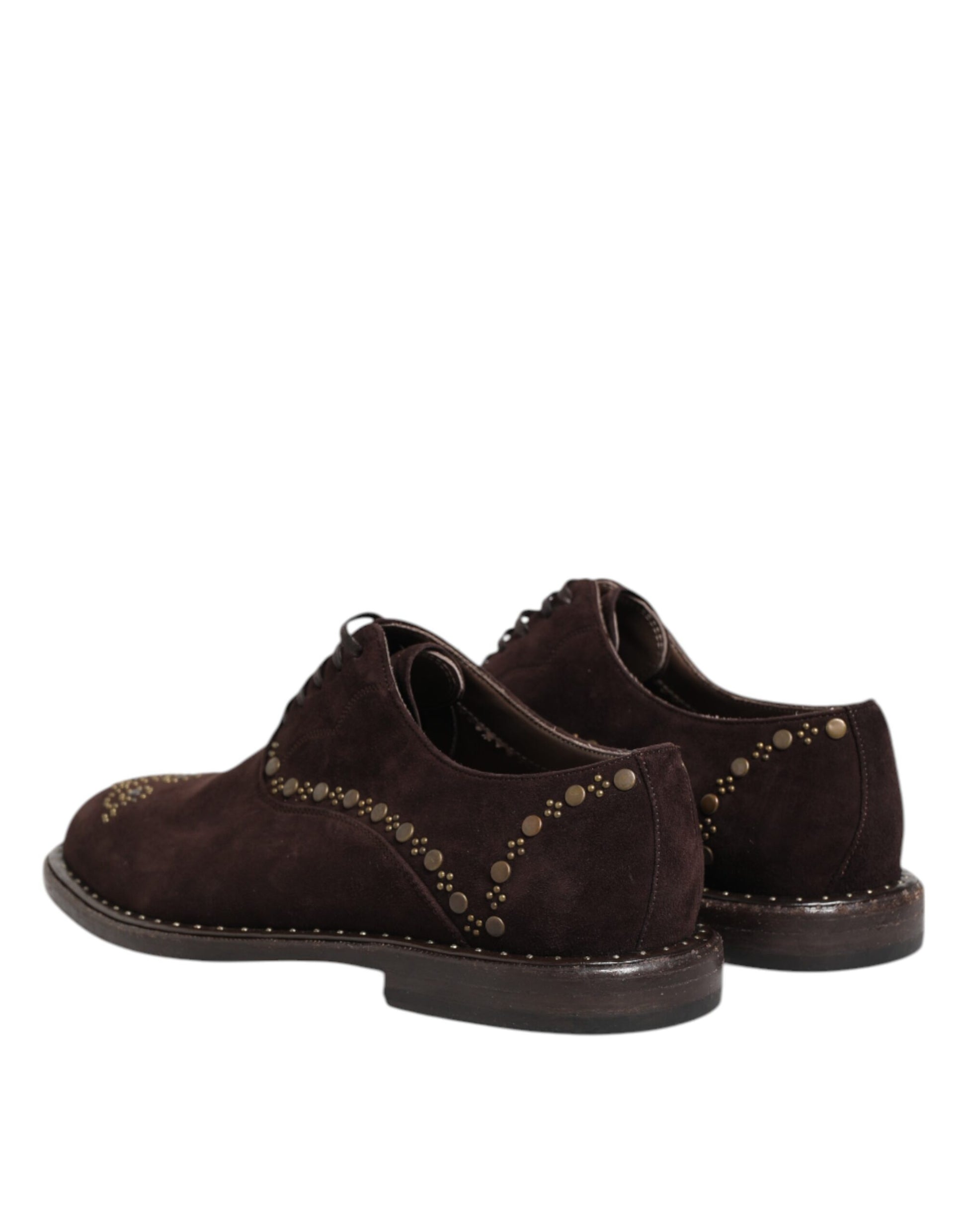 Chaussures Oxford à lacets en velours marron Dolce &amp; Gabbana
