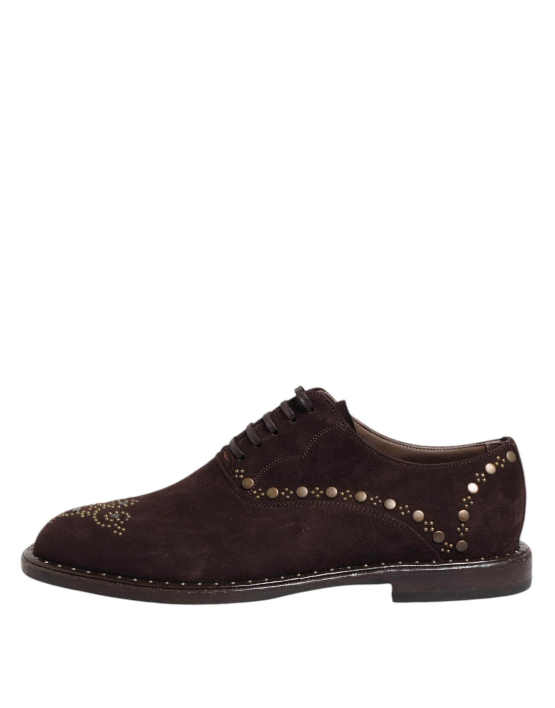 Chaussures Oxford à lacets en velours marron Dolce &amp; Gabbana