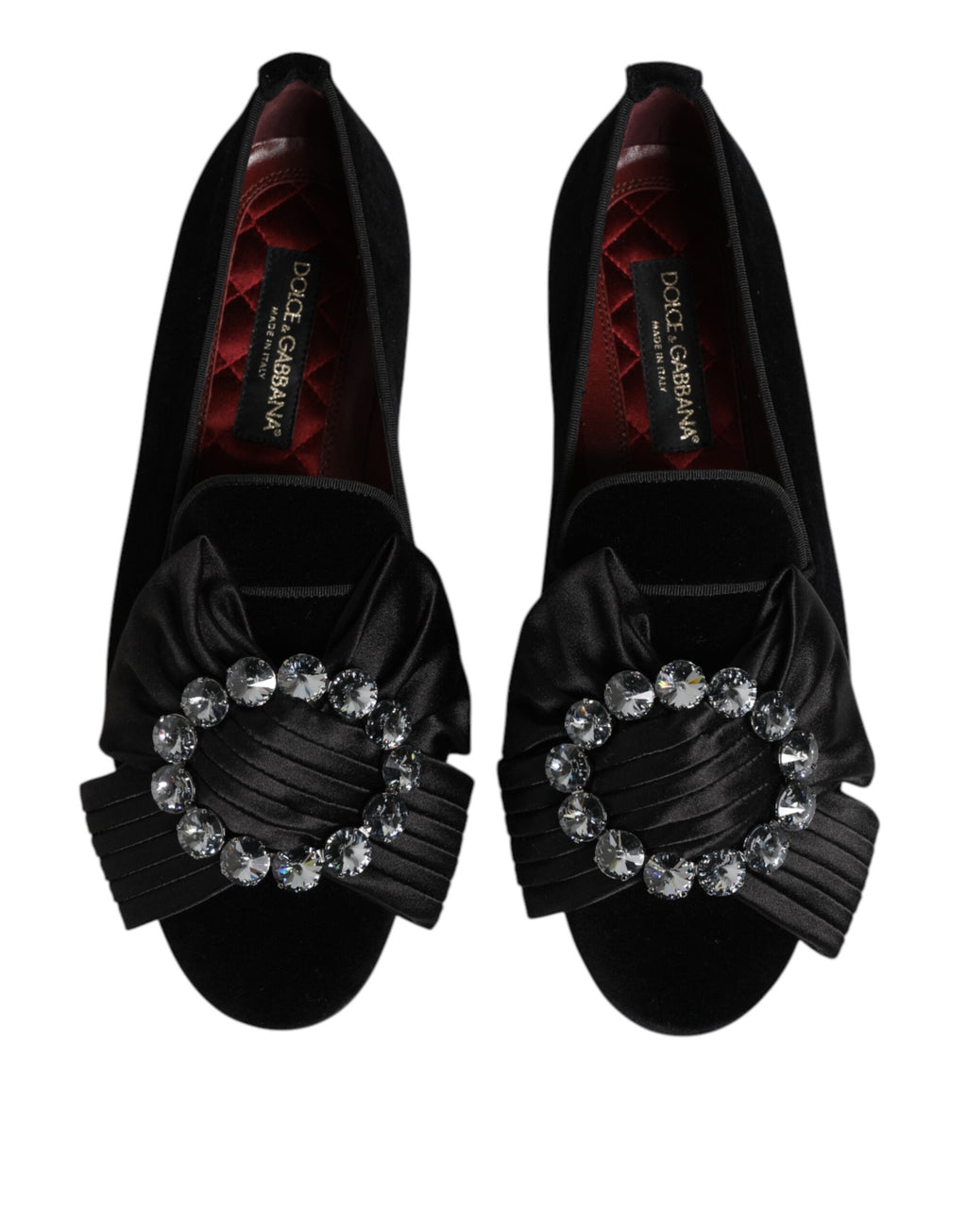 Chaussures à enfiler Dolce &amp; Gabbana noires à ruban de cristaux VATICANO