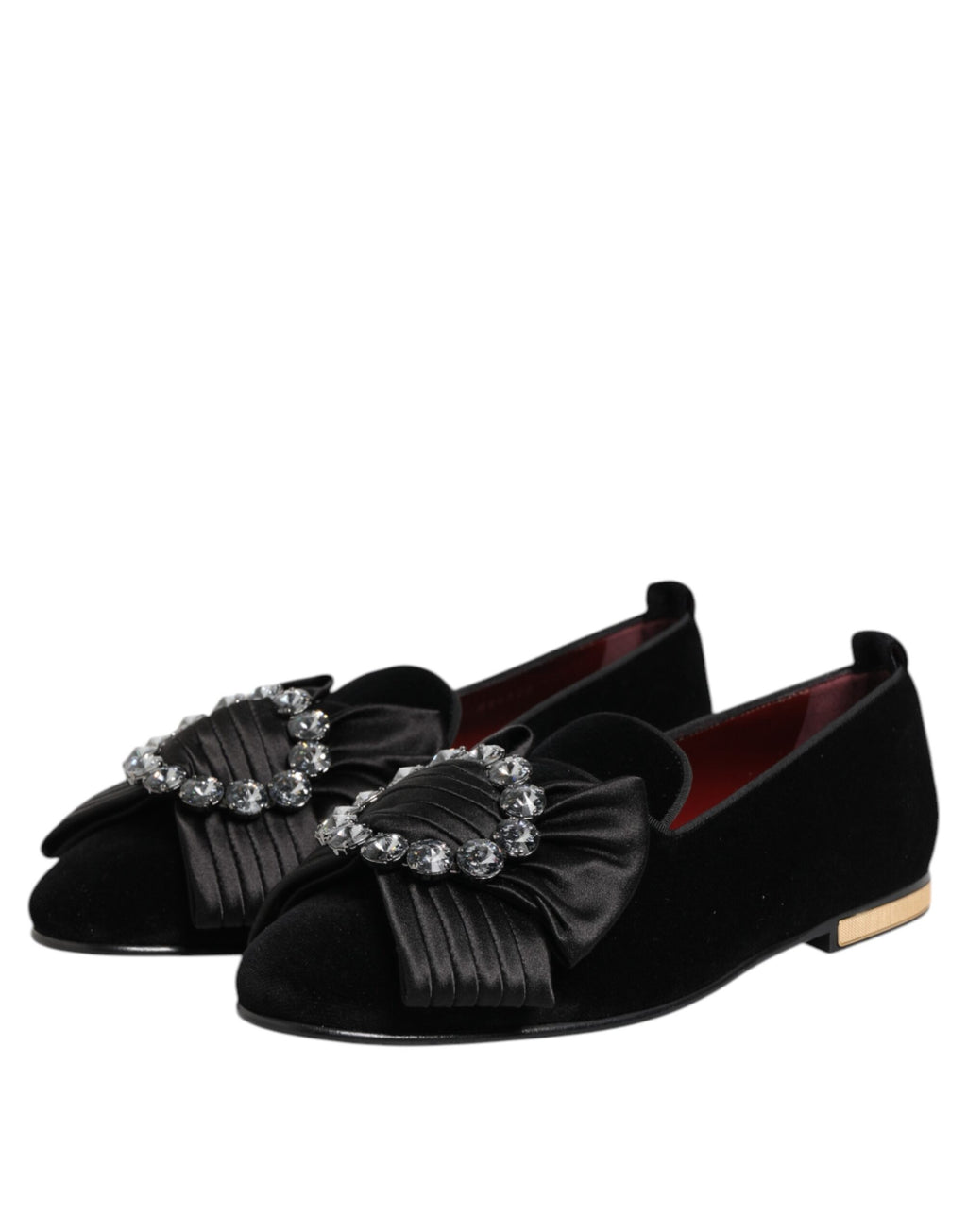 Chaussures à enfiler Dolce &amp; Gabbana noires à ruban de cristaux VATICANO