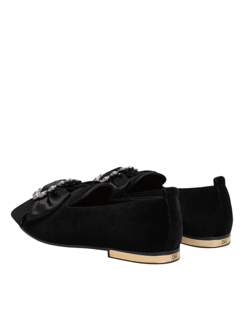 Chaussures à enfiler Dolce &amp; Gabbana noires à ruban de cristaux VATICANO