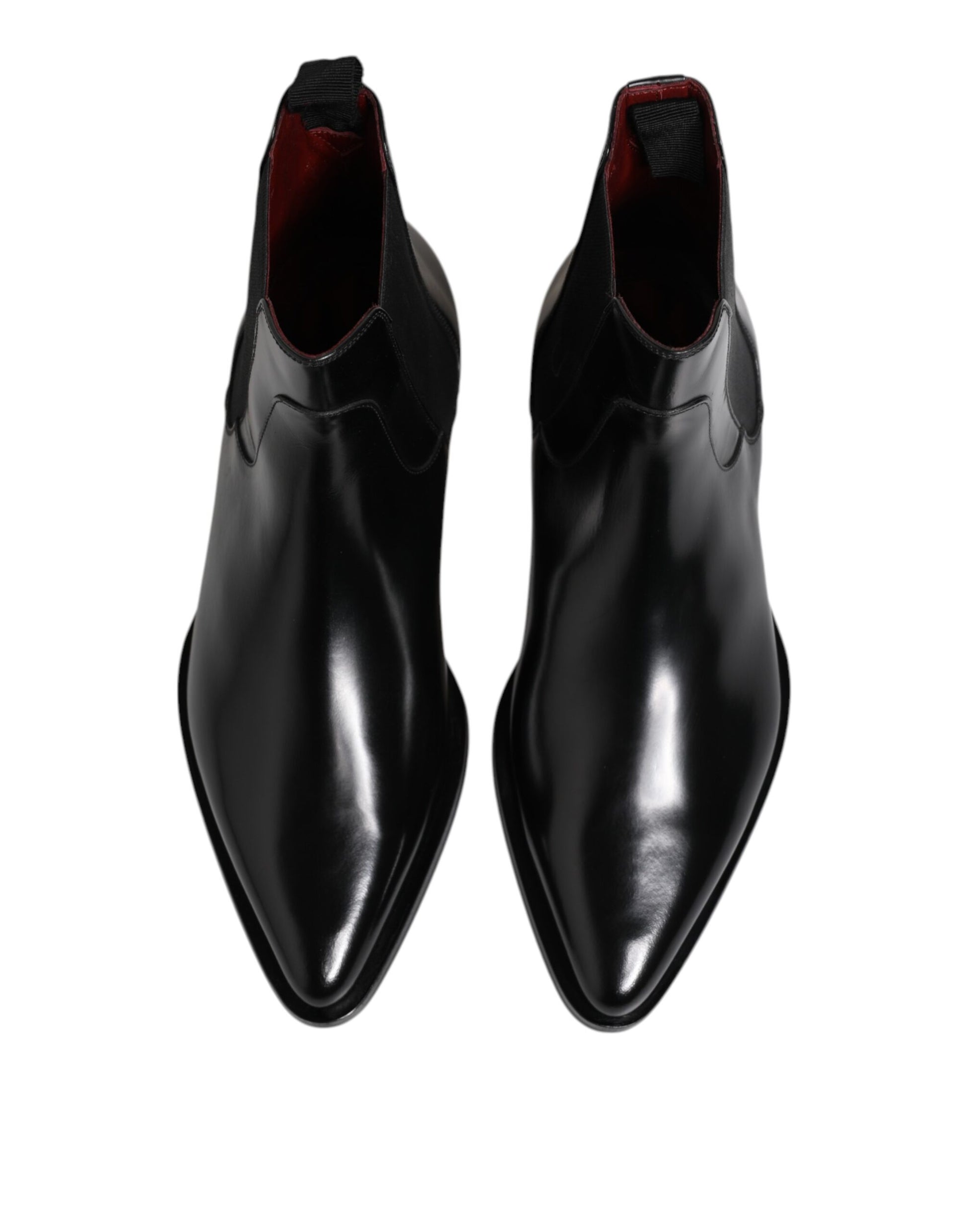 Bottes mi-mollet en cuir noir Dolce &amp; Gabbana MILLENIALS
