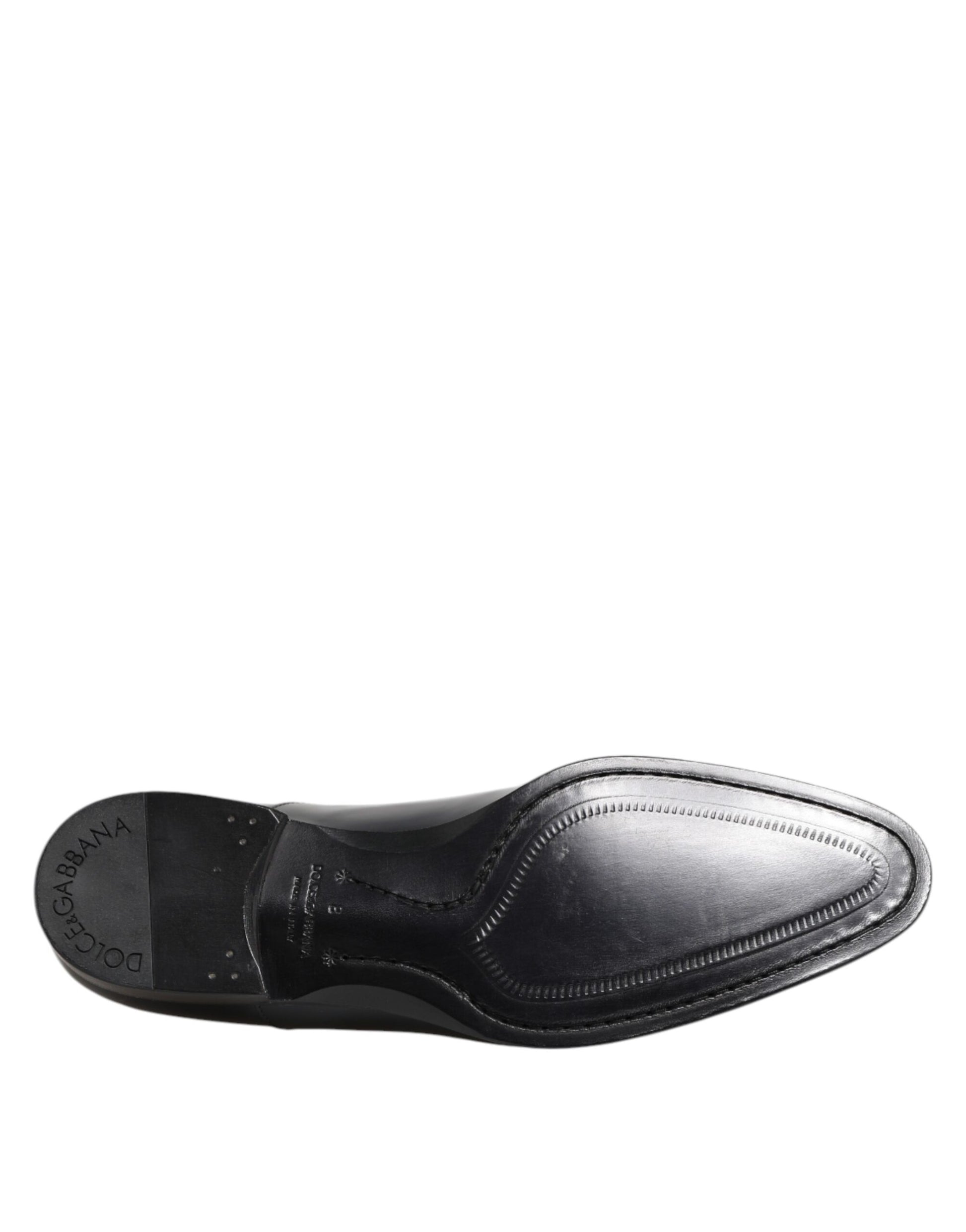Chaussures derby à lacets en cuir bleu marine Dolce &amp; Gabbana