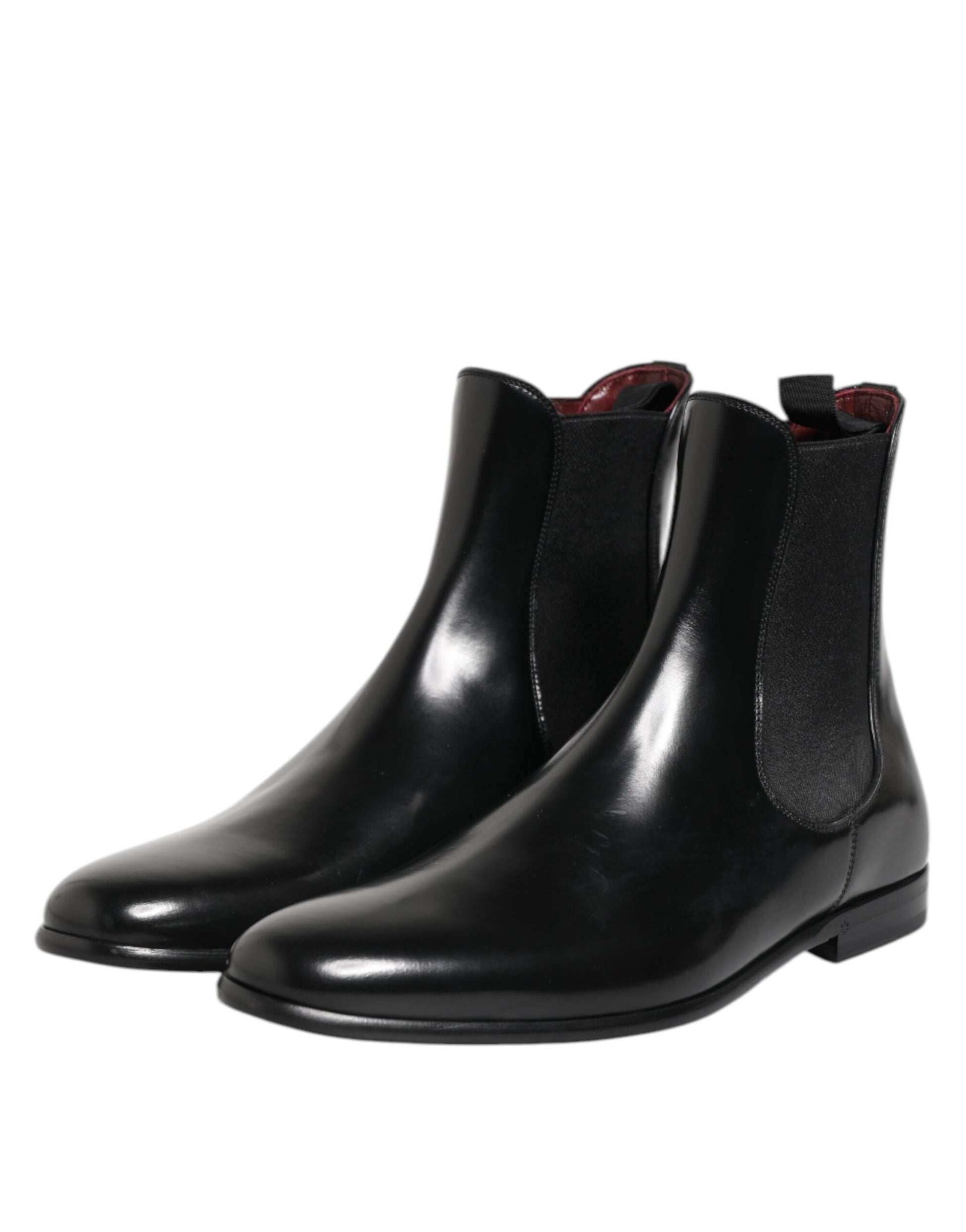 Bottes mi-mollet en cuir noir Dolce &amp; Gabbana