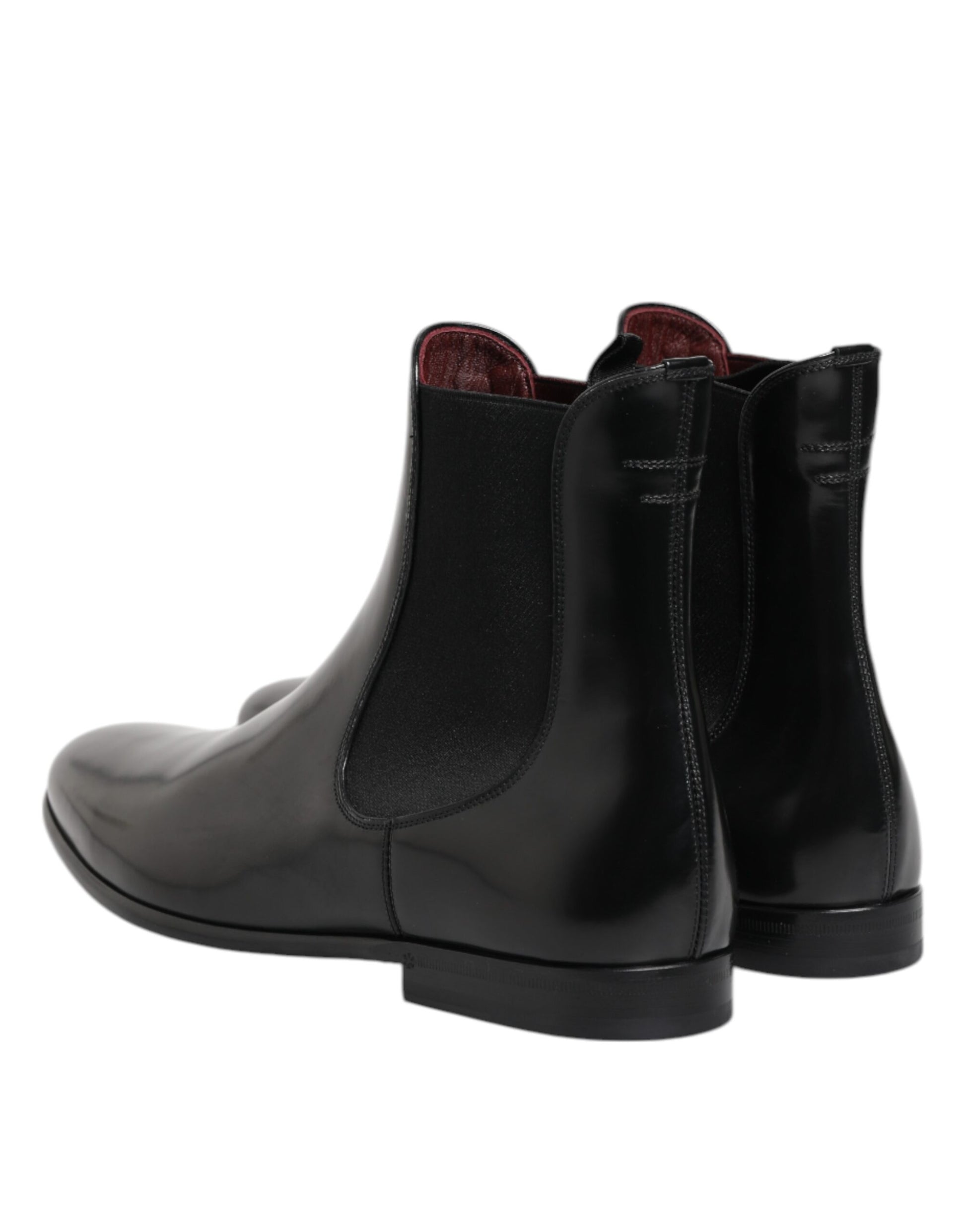 Bottes mi-mollet en cuir noir Dolce &amp; Gabbana