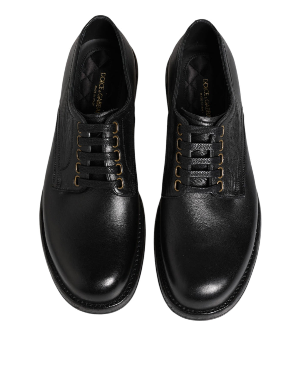 Chaussures derby habillées à lacets en cuir noir Dolce &amp; Gabbana