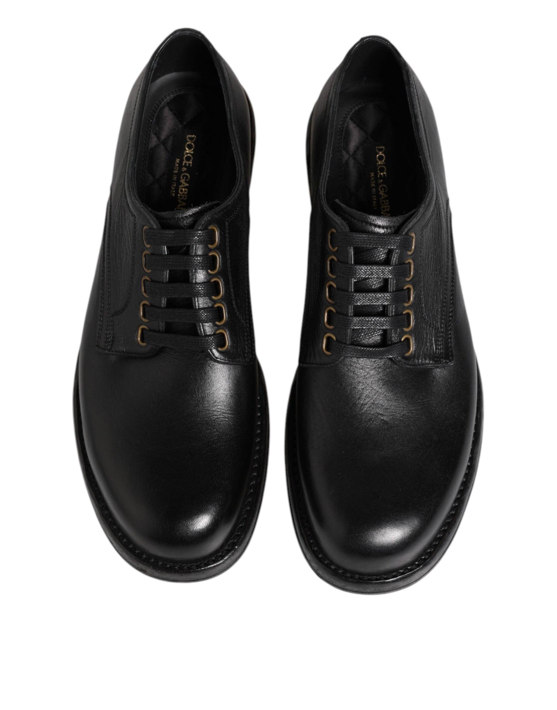 Chaussures derby habillées à lacets en cuir noir Dolce &amp; Gabbana