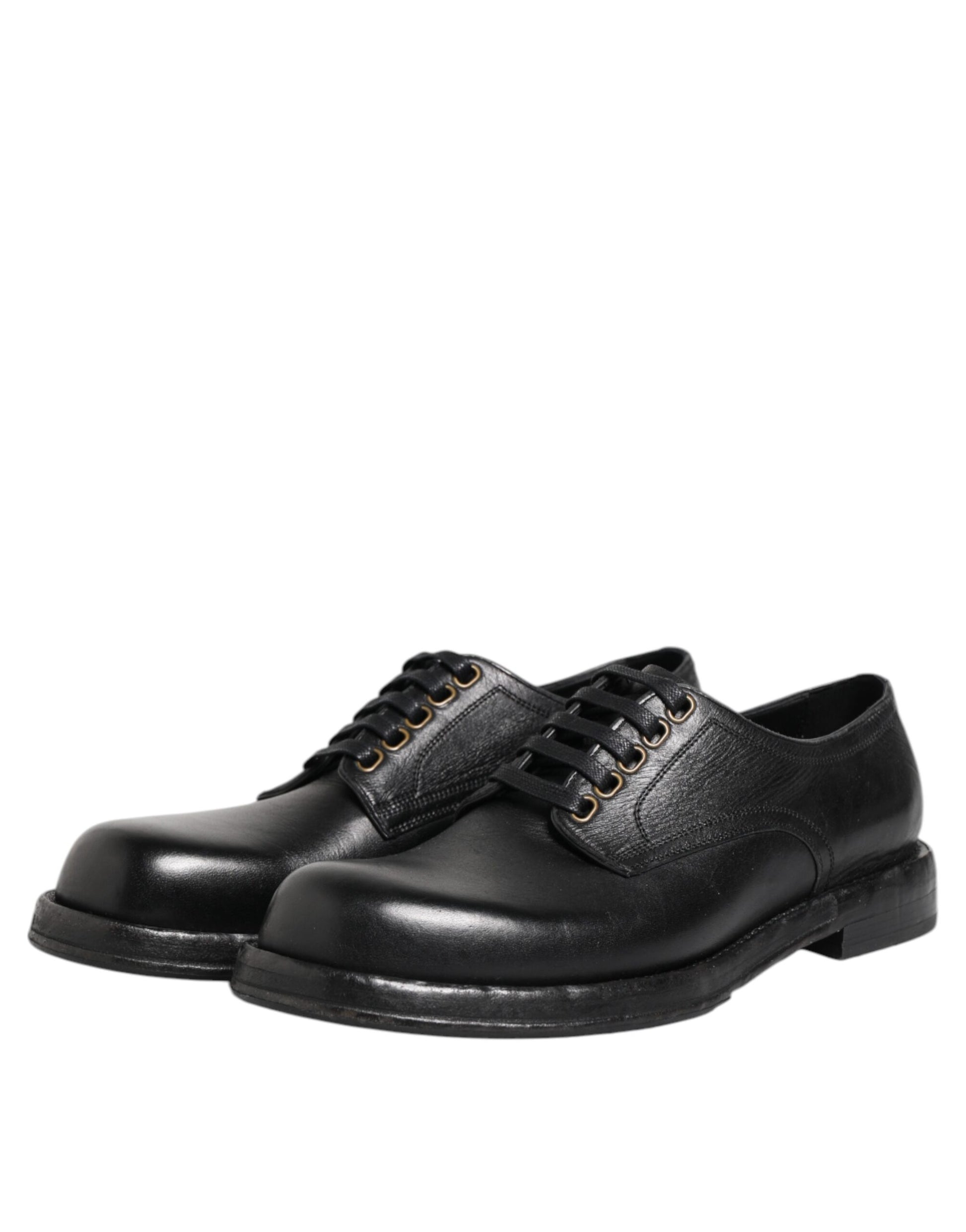 Chaussures derby habillées à lacets en cuir noir Dolce &amp; Gabbana