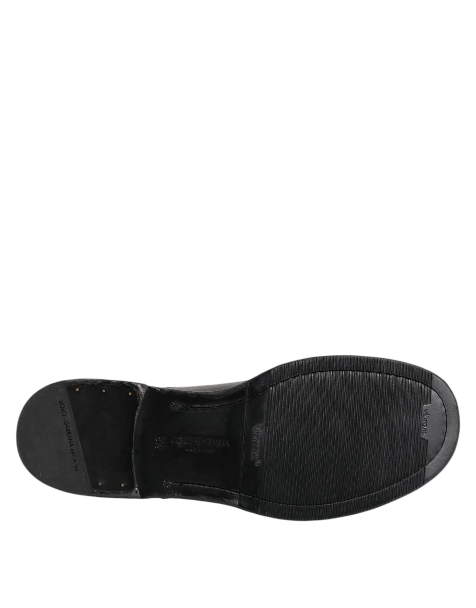 Chaussures derby habillées à lacets en cuir noir Dolce &amp; Gabbana