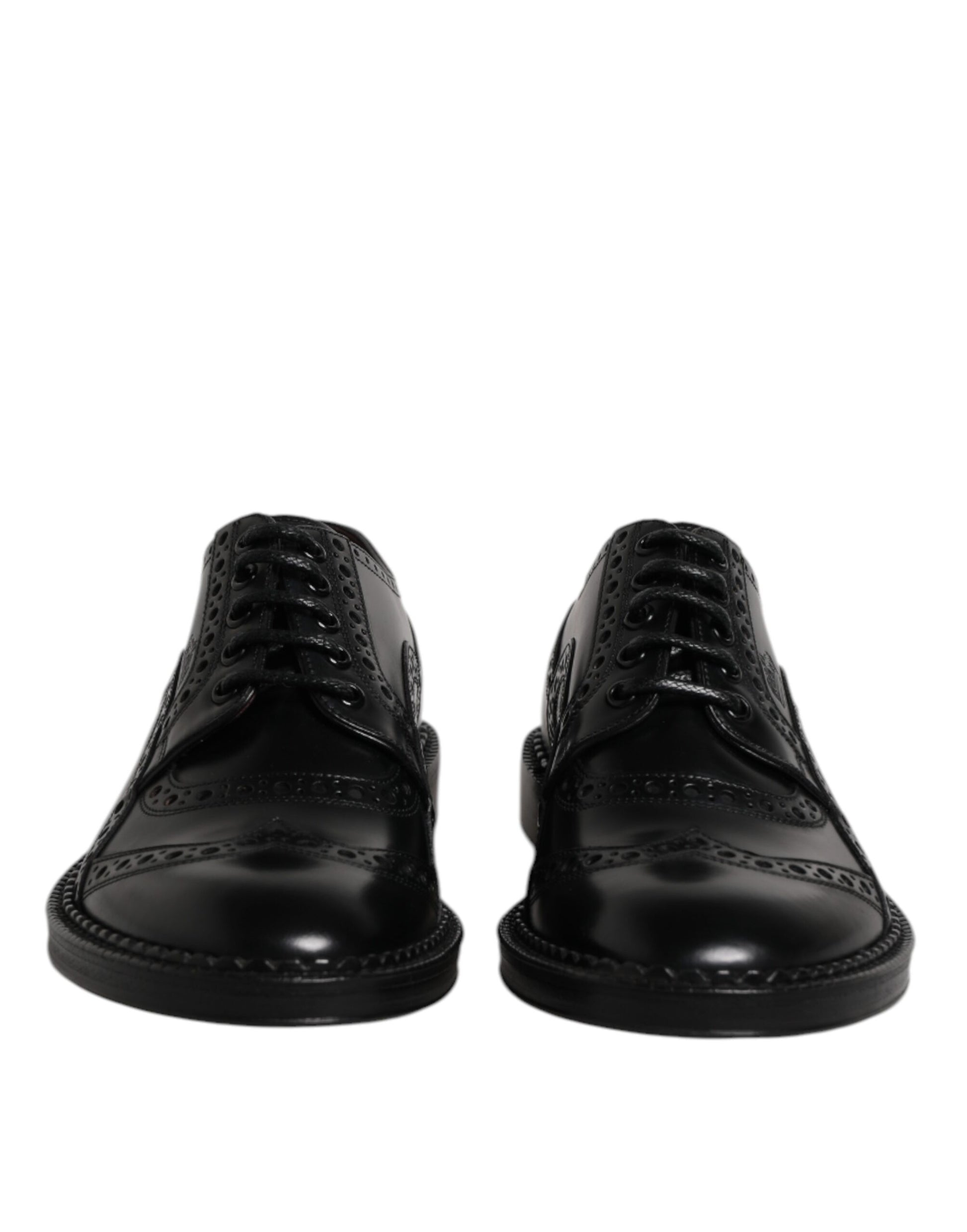 Chaussures Derby habillées à lacets en cuir noir Dolce &amp; Gabbana pour homme