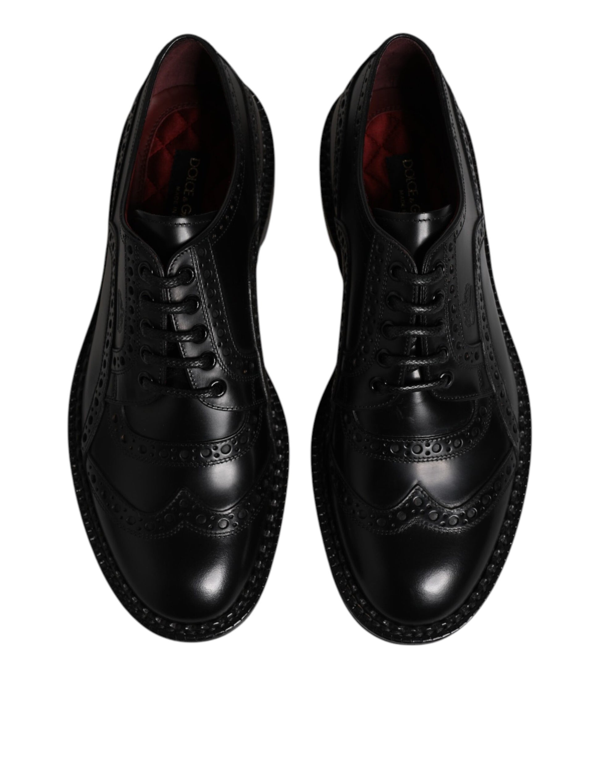 Chaussures Derby habillées à lacets en cuir noir Dolce &amp; Gabbana pour homme