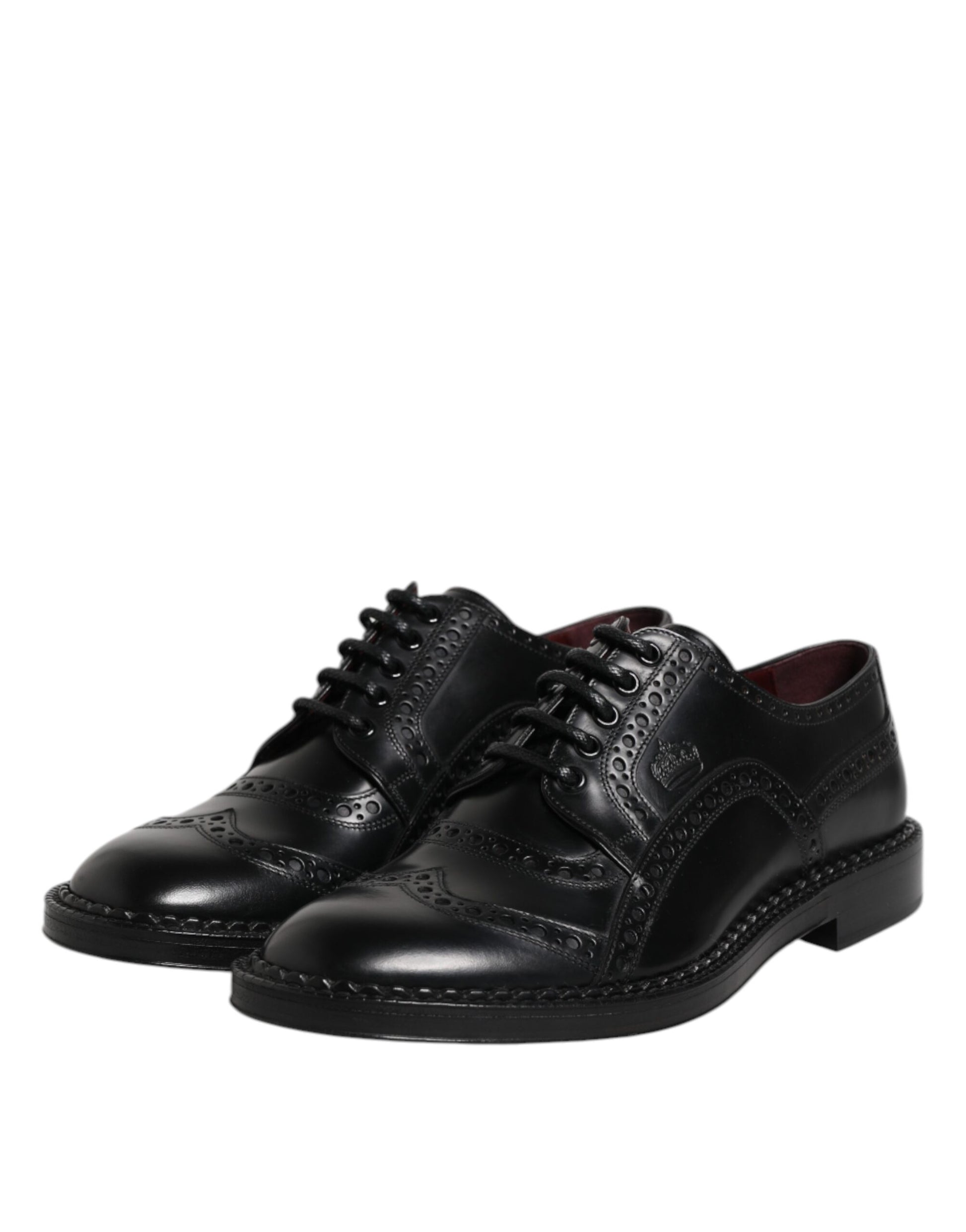 Chaussures Derby habillées à lacets en cuir noir Dolce &amp; Gabbana pour homme