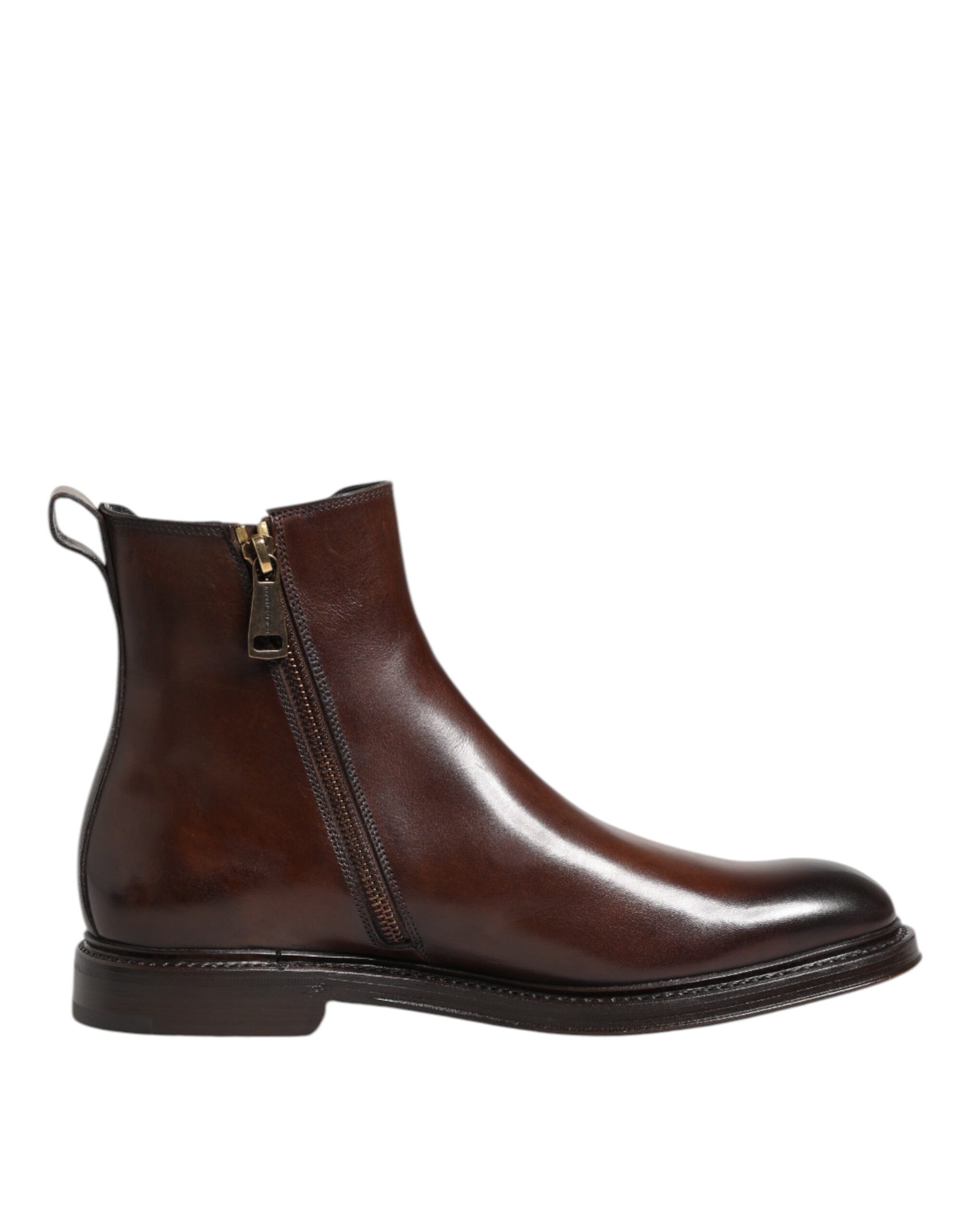 Bottines Chelsea mi-mollet en cuir marron Dolce &amp; Gabbana