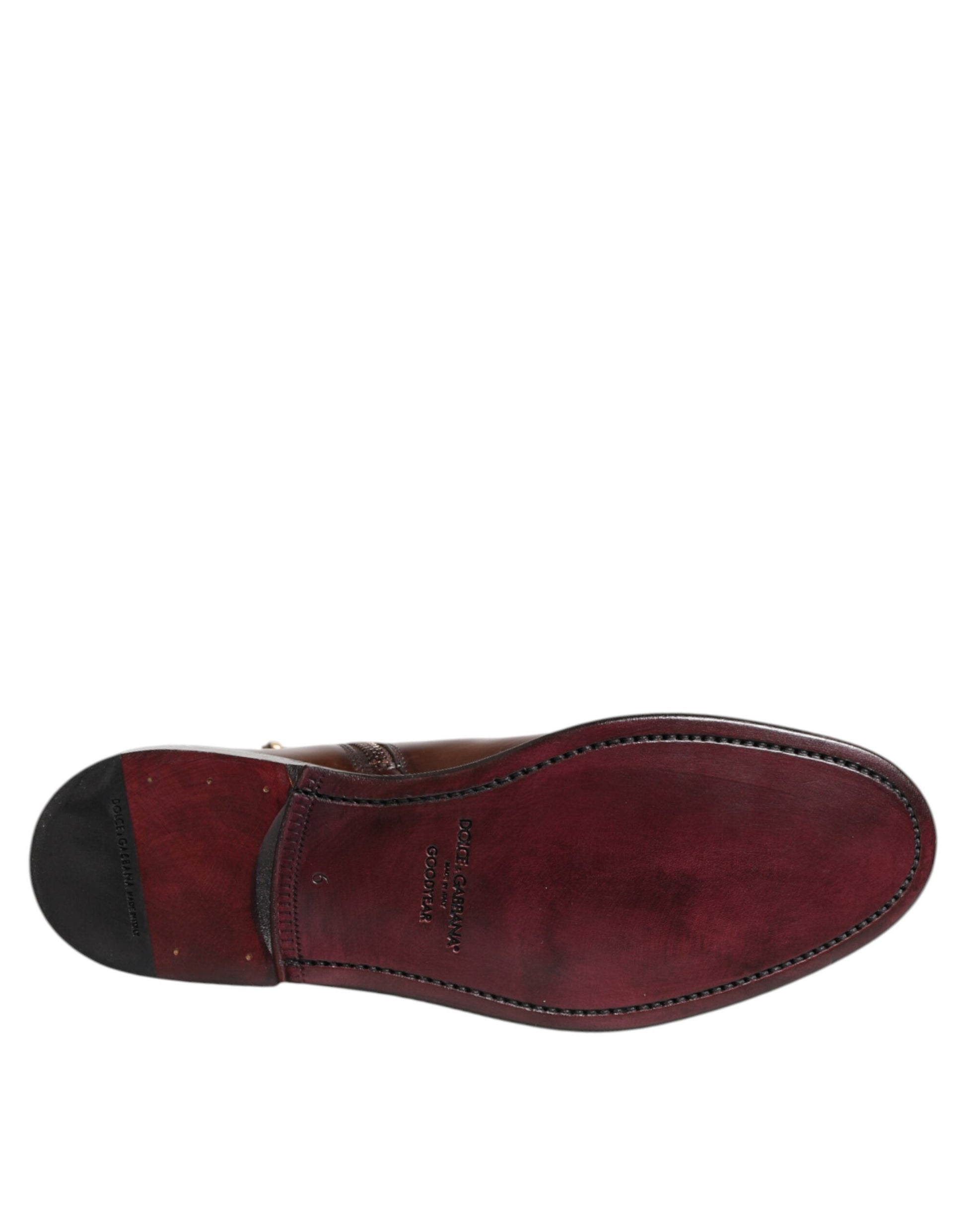 Bottines Chelsea mi-mollet en cuir marron Dolce &amp; Gabbana