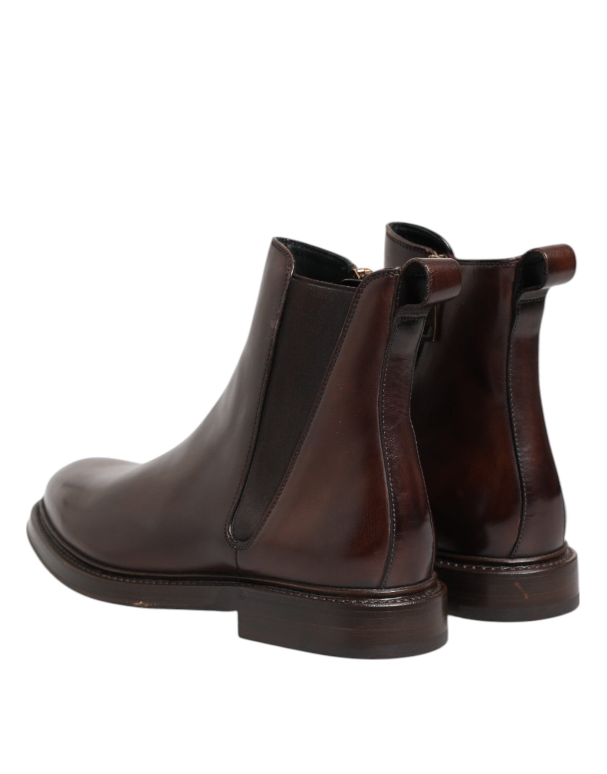 Bottines Chelsea mi-mollet en cuir marron Dolce &amp; Gabbana
