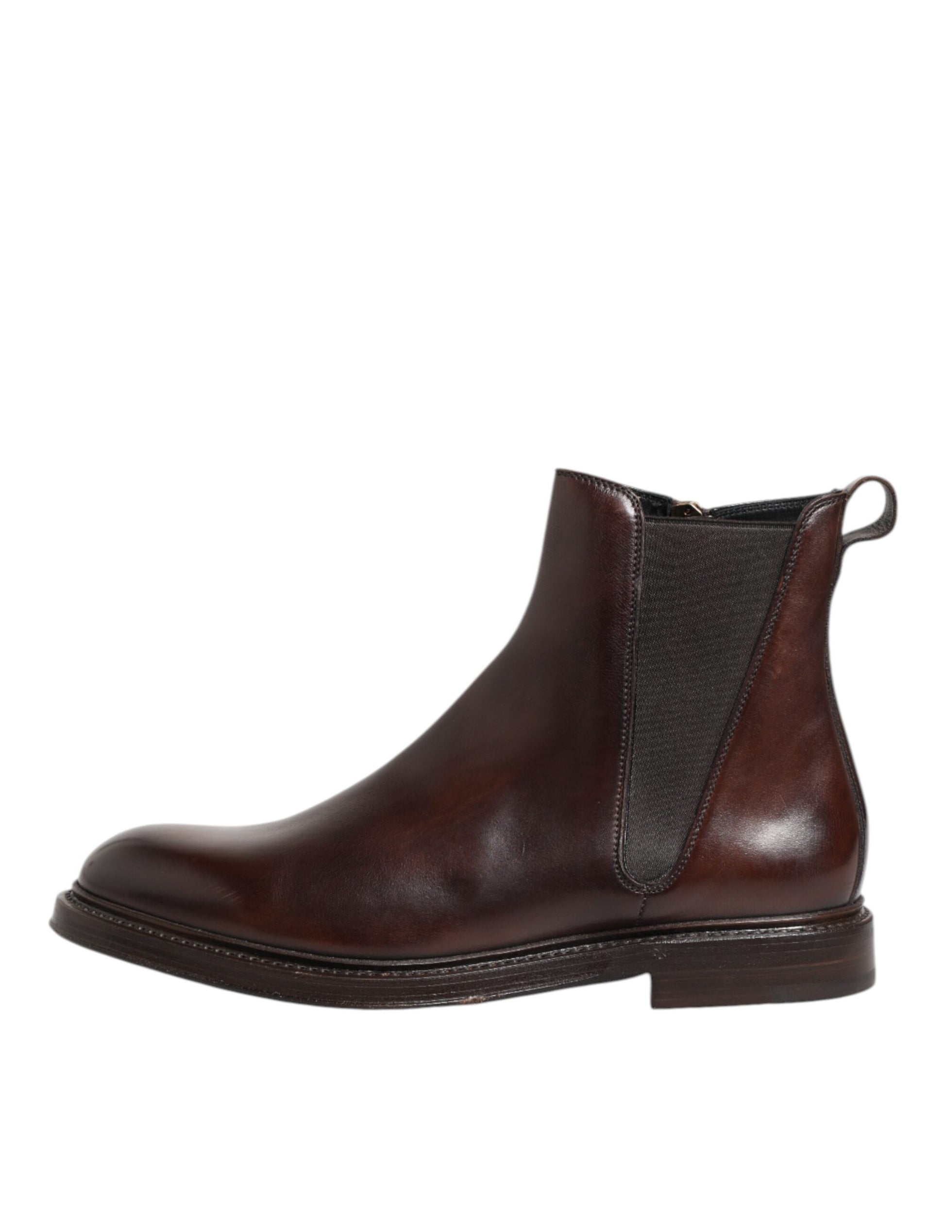 Bottines Chelsea mi-mollet en cuir marron Dolce &amp; Gabbana