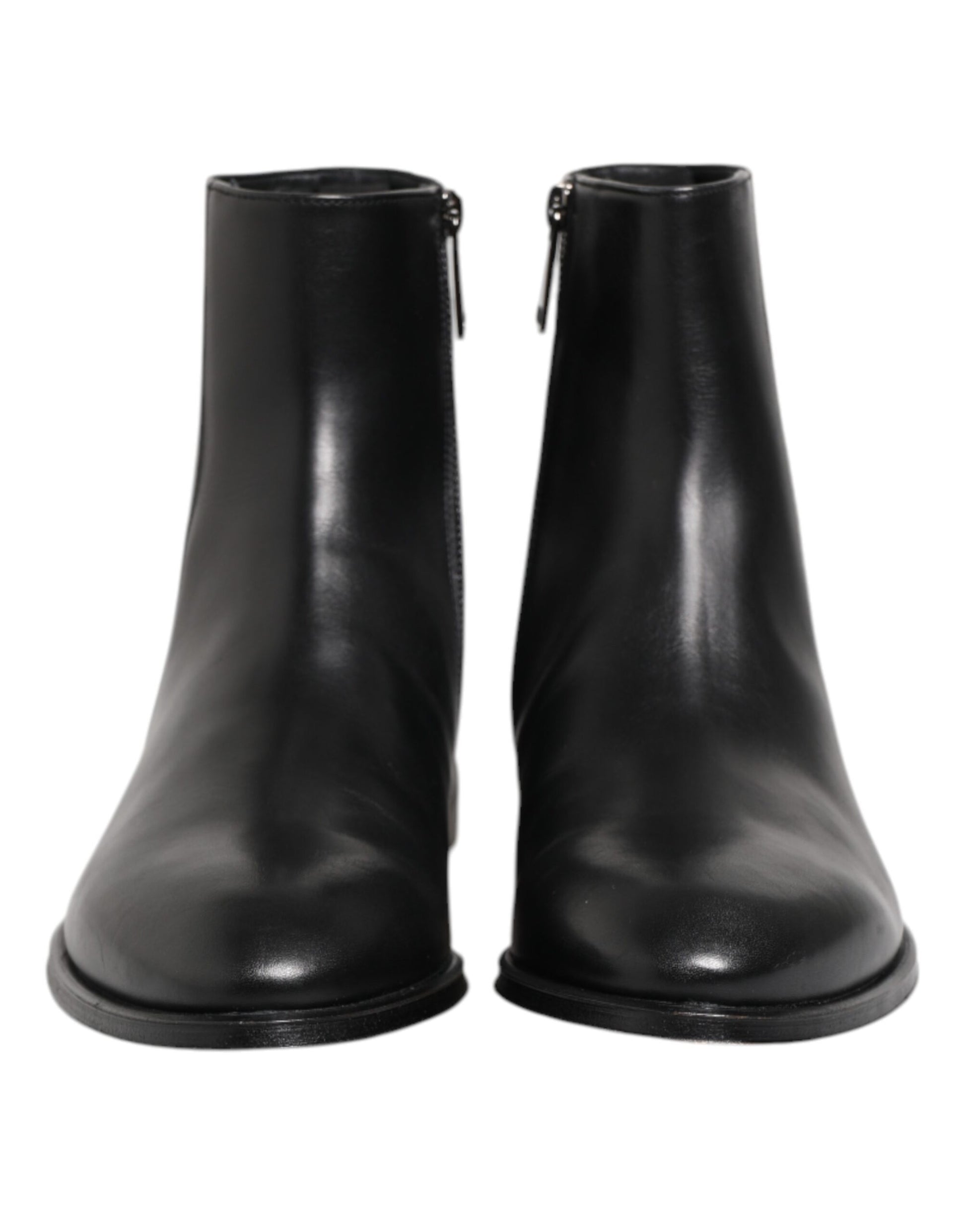Bottes mi-mollet en cuir noir Dolce &amp; Gabbana pour homme