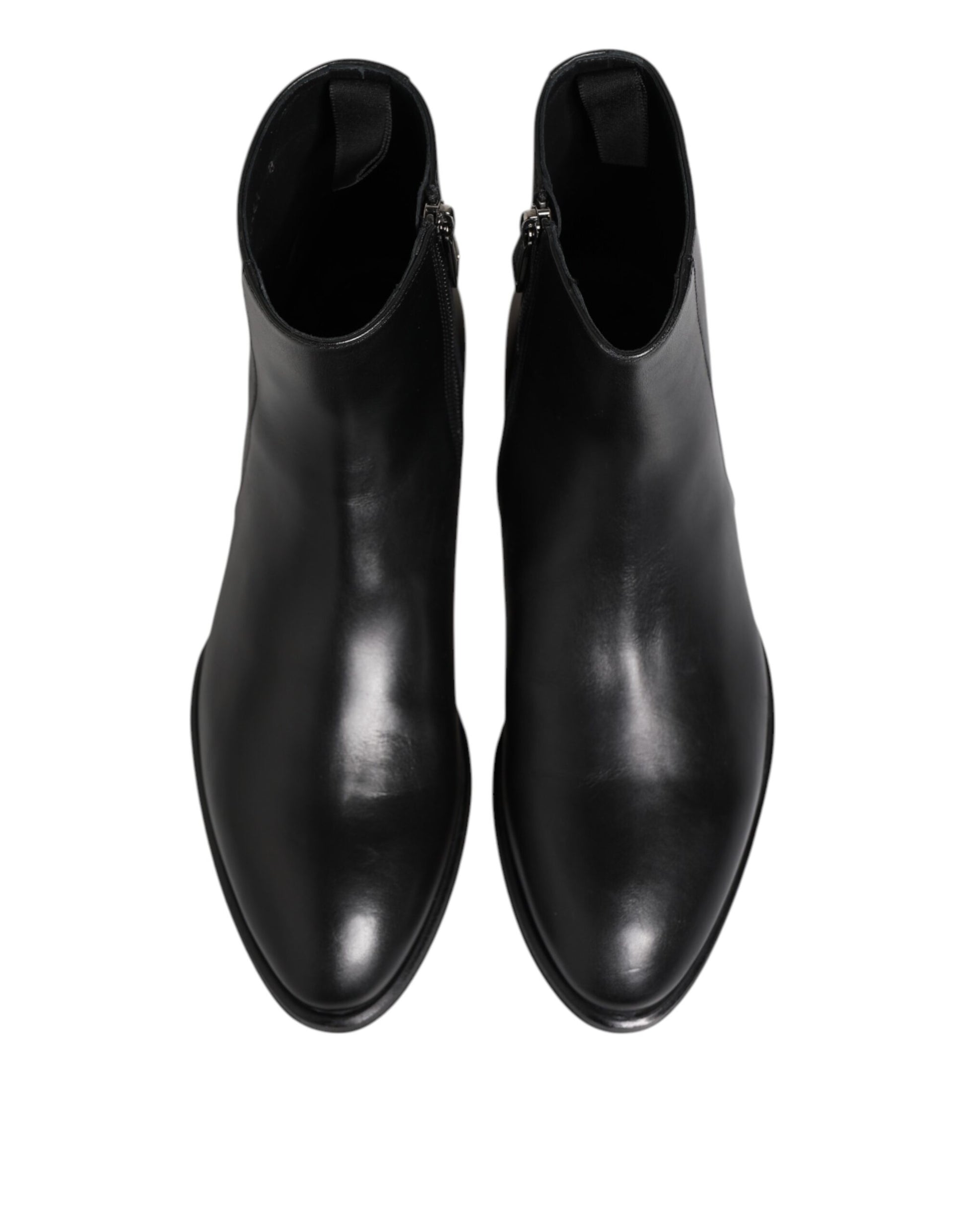 Bottes mi-mollet en cuir noir Dolce &amp; Gabbana pour homme
