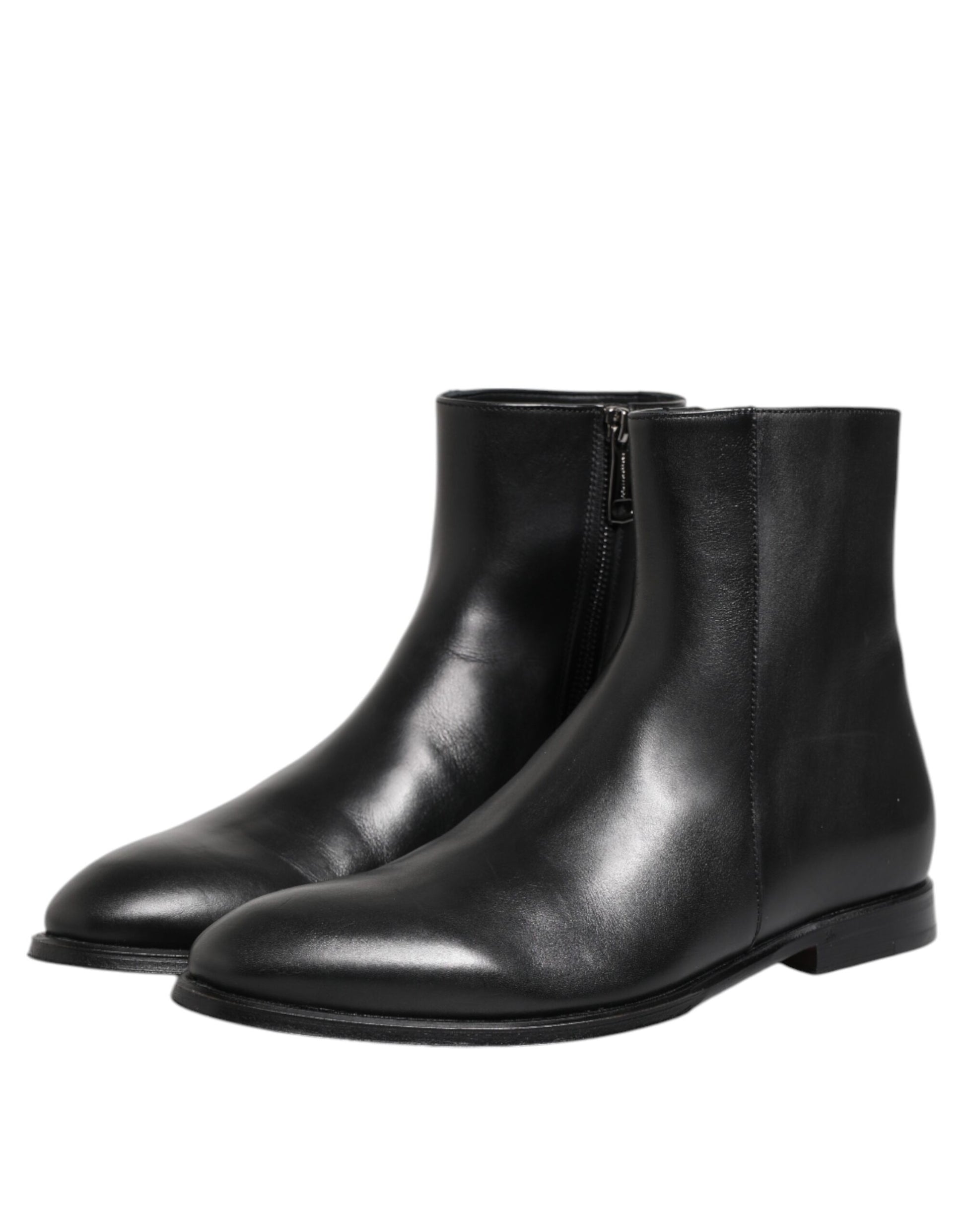 Bottes mi-mollet en cuir noir Dolce &amp; Gabbana pour homme
