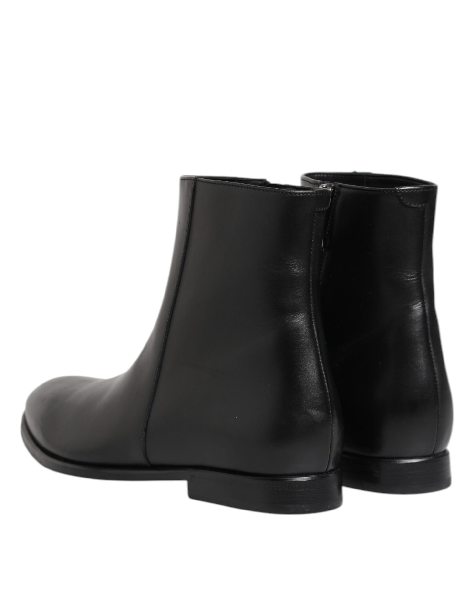 Bottes mi-mollet en cuir noir Dolce &amp; Gabbana pour homme
