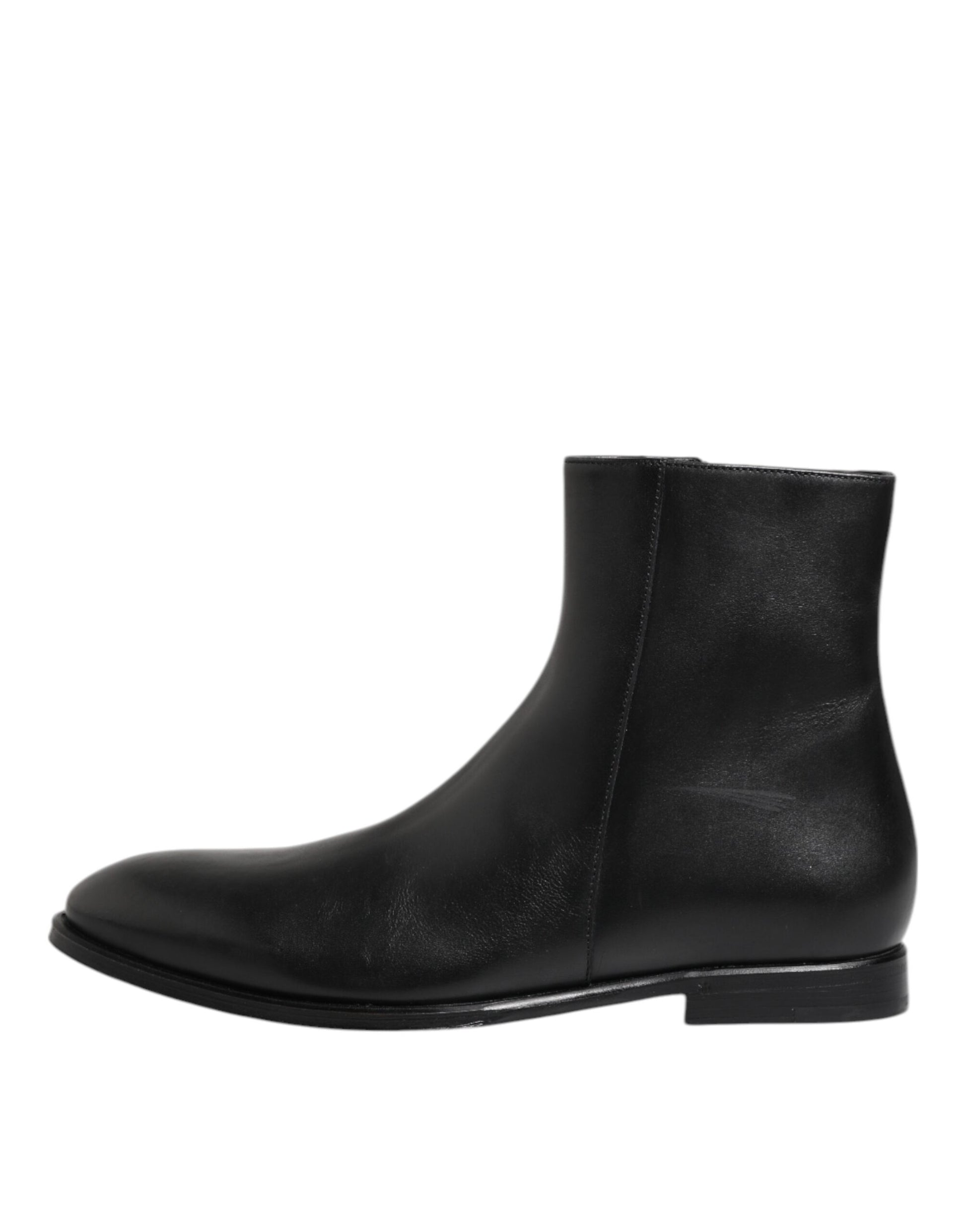 Bottes mi-mollet en cuir noir Dolce &amp; Gabbana pour homme
