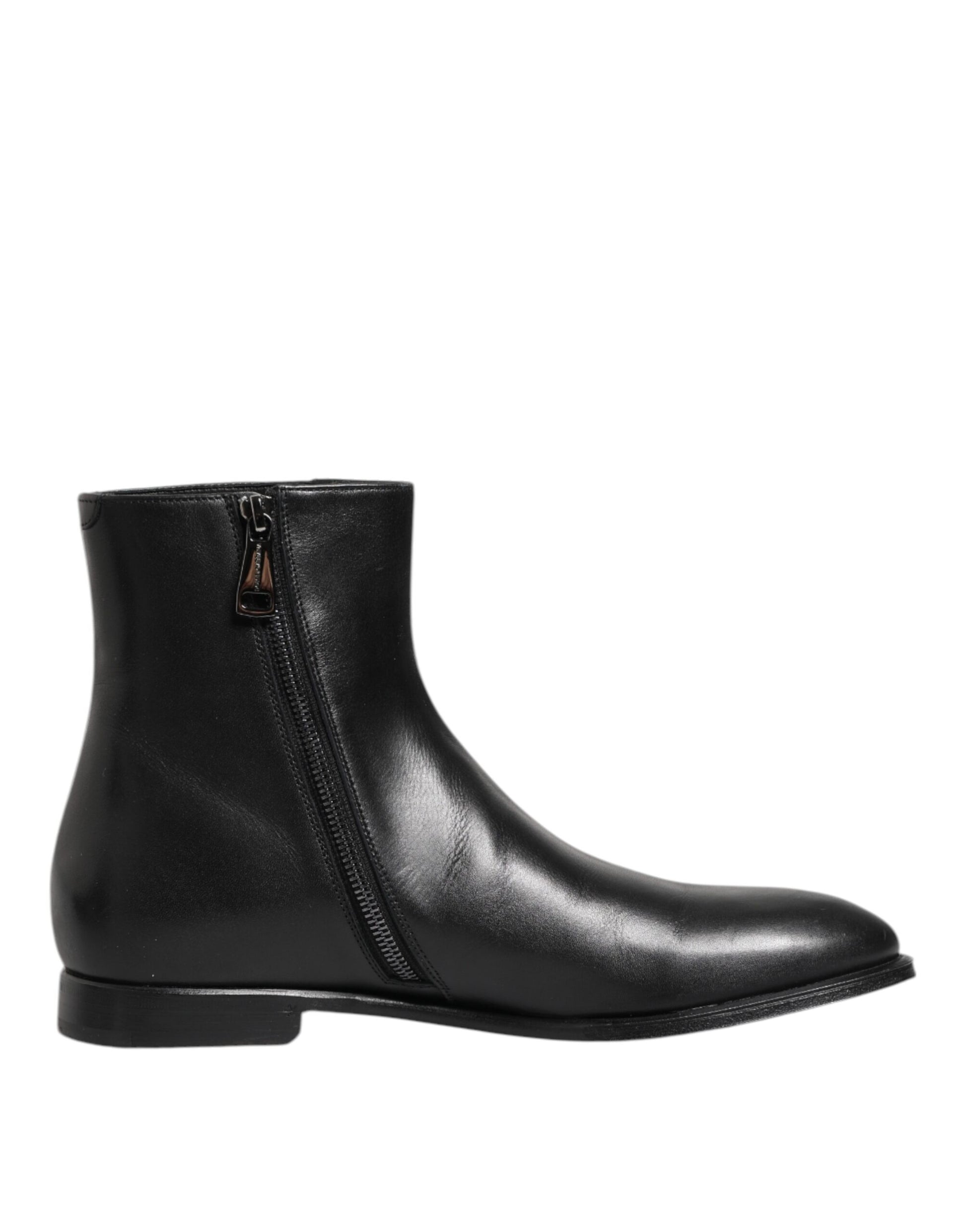 Bottes mi-mollet en cuir noir Dolce &amp; Gabbana pour homme