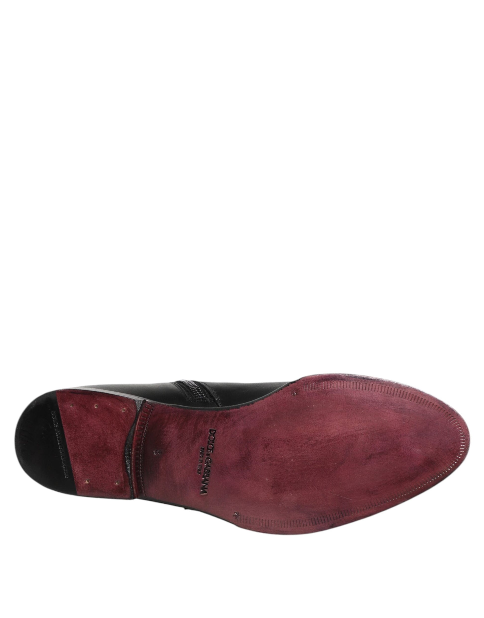 Bottes mi-mollet en cuir noir Dolce &amp; Gabbana pour homme