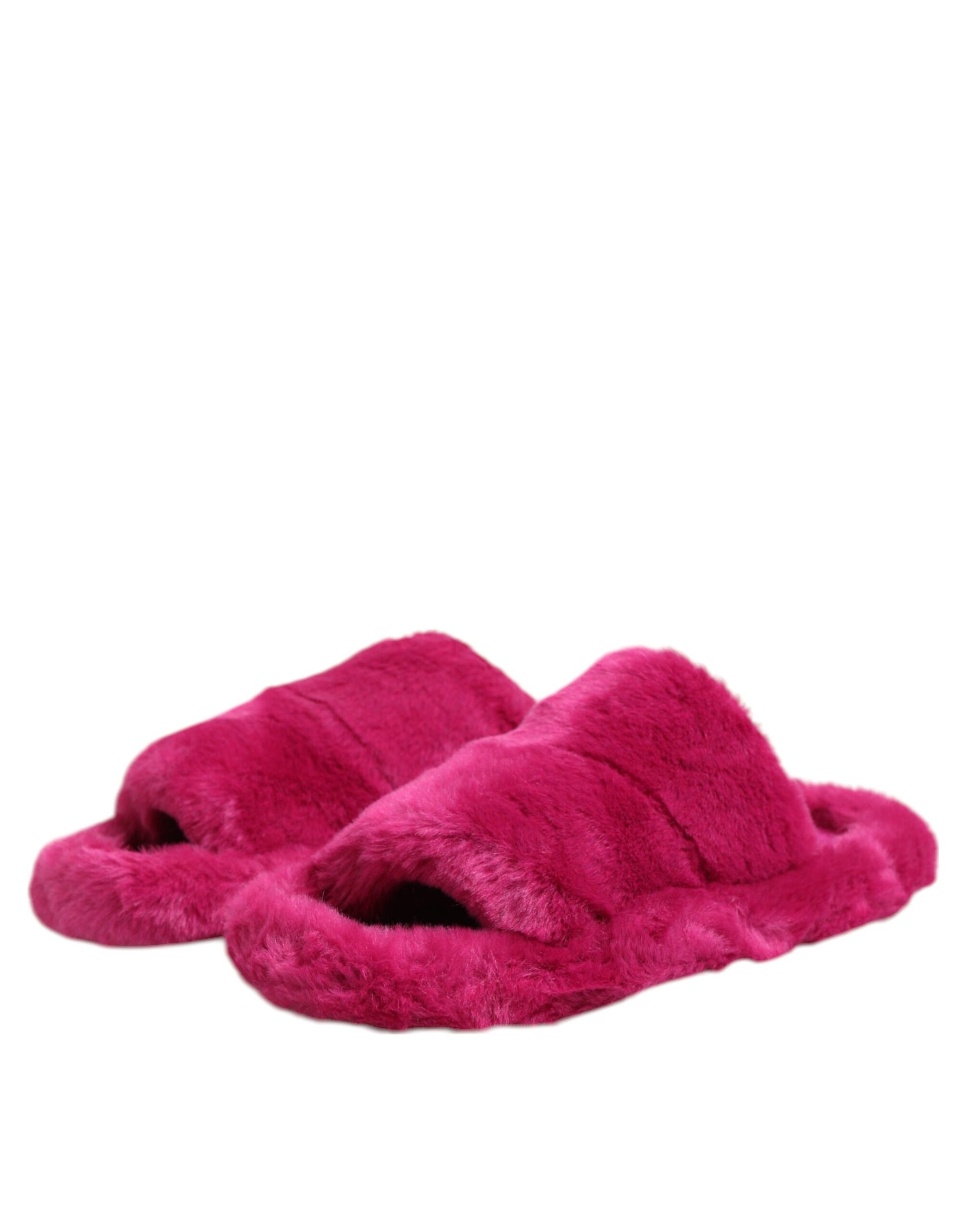 Sandales plates en fausse fourrure acrylique rose Dolce &amp; Gabbana pour homme