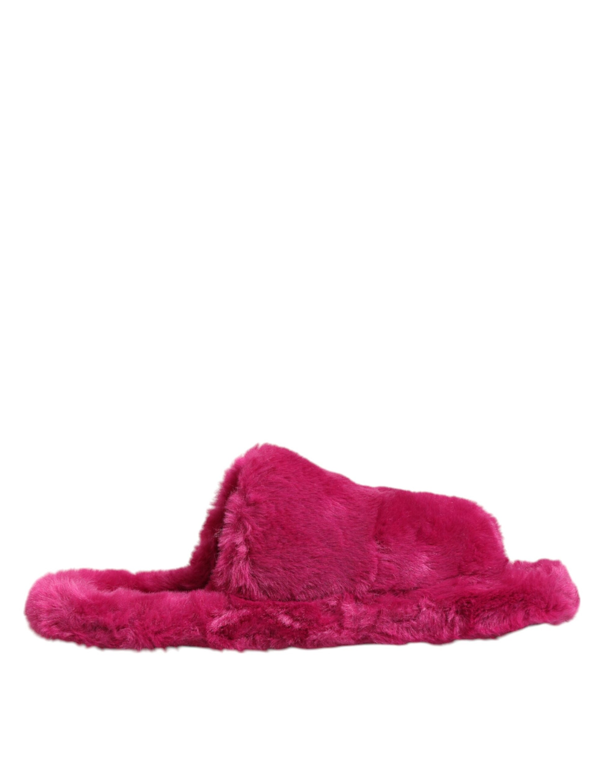 Sandales plates en fausse fourrure acrylique rose Dolce &amp; Gabbana pour homme