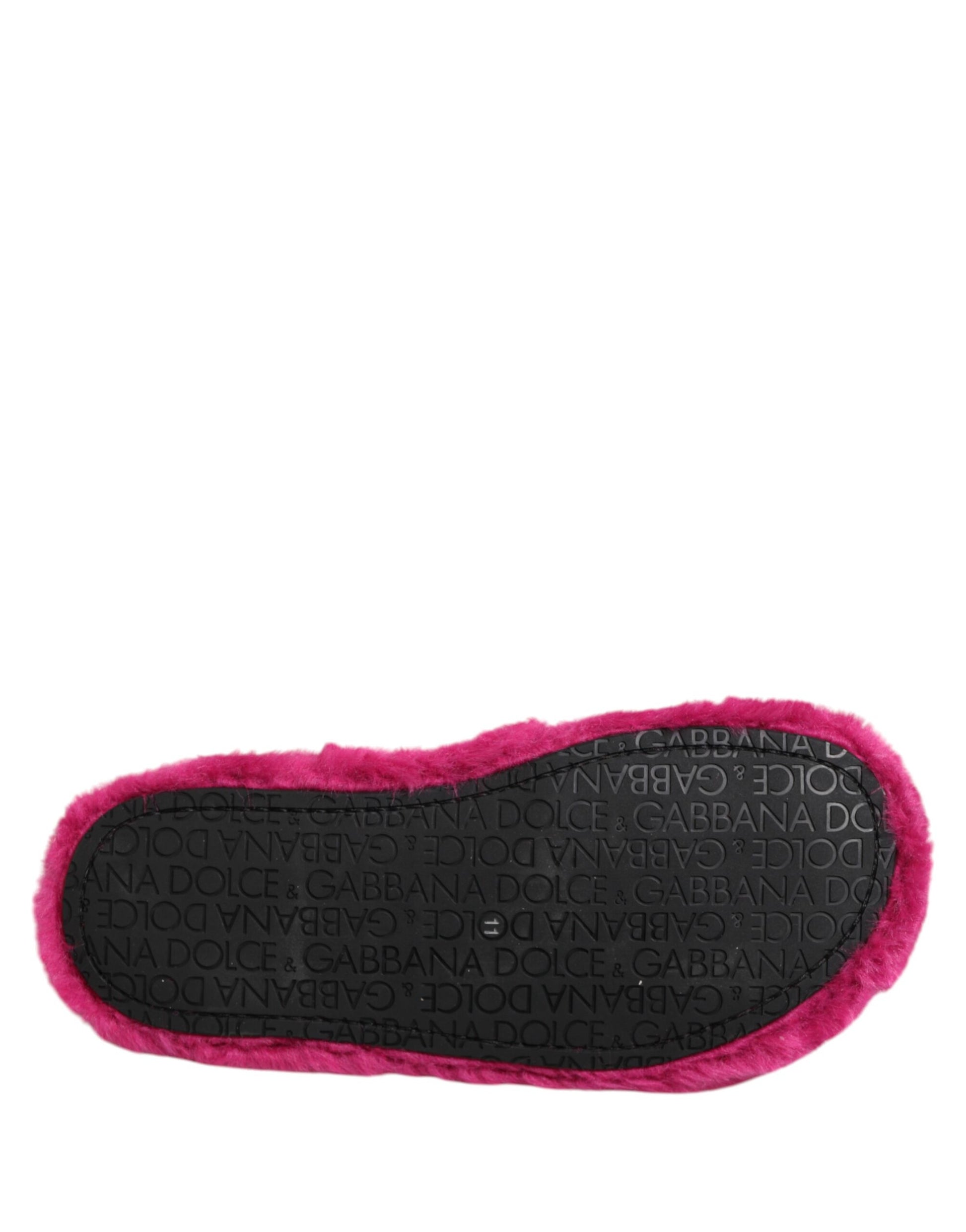 Sandales plates en fausse fourrure acrylique rose Dolce &amp; Gabbana pour homme