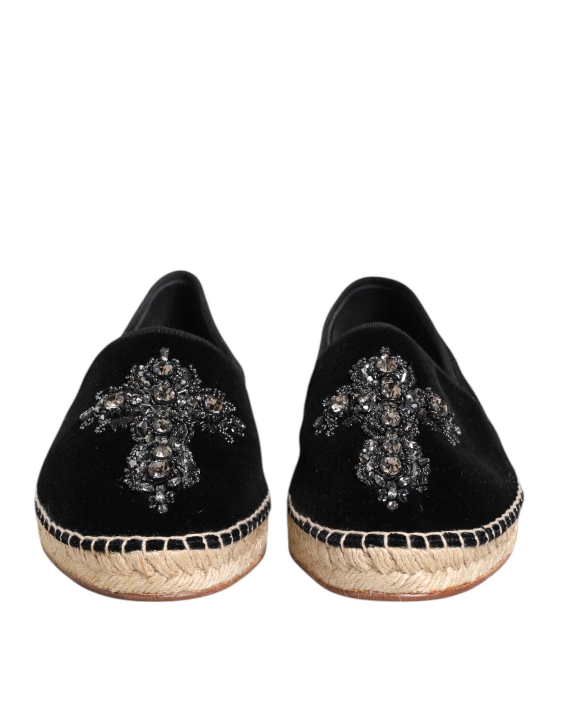 Espadrilles à enfiler Dolce &amp; Gabbana à cristaux Black Cross