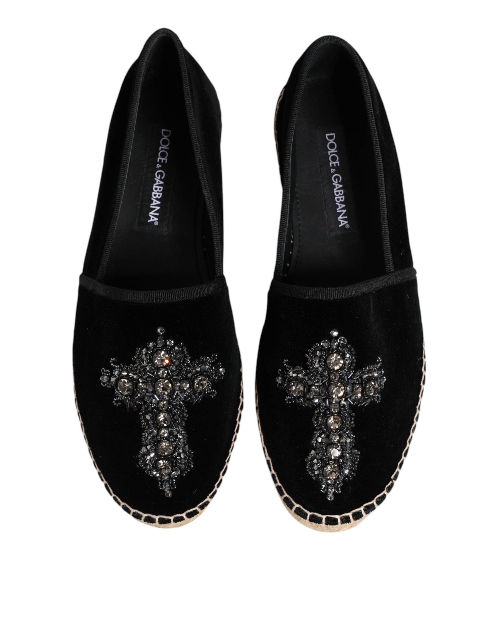 Espadrilles à enfiler Dolce &amp; Gabbana à cristaux Black Cross