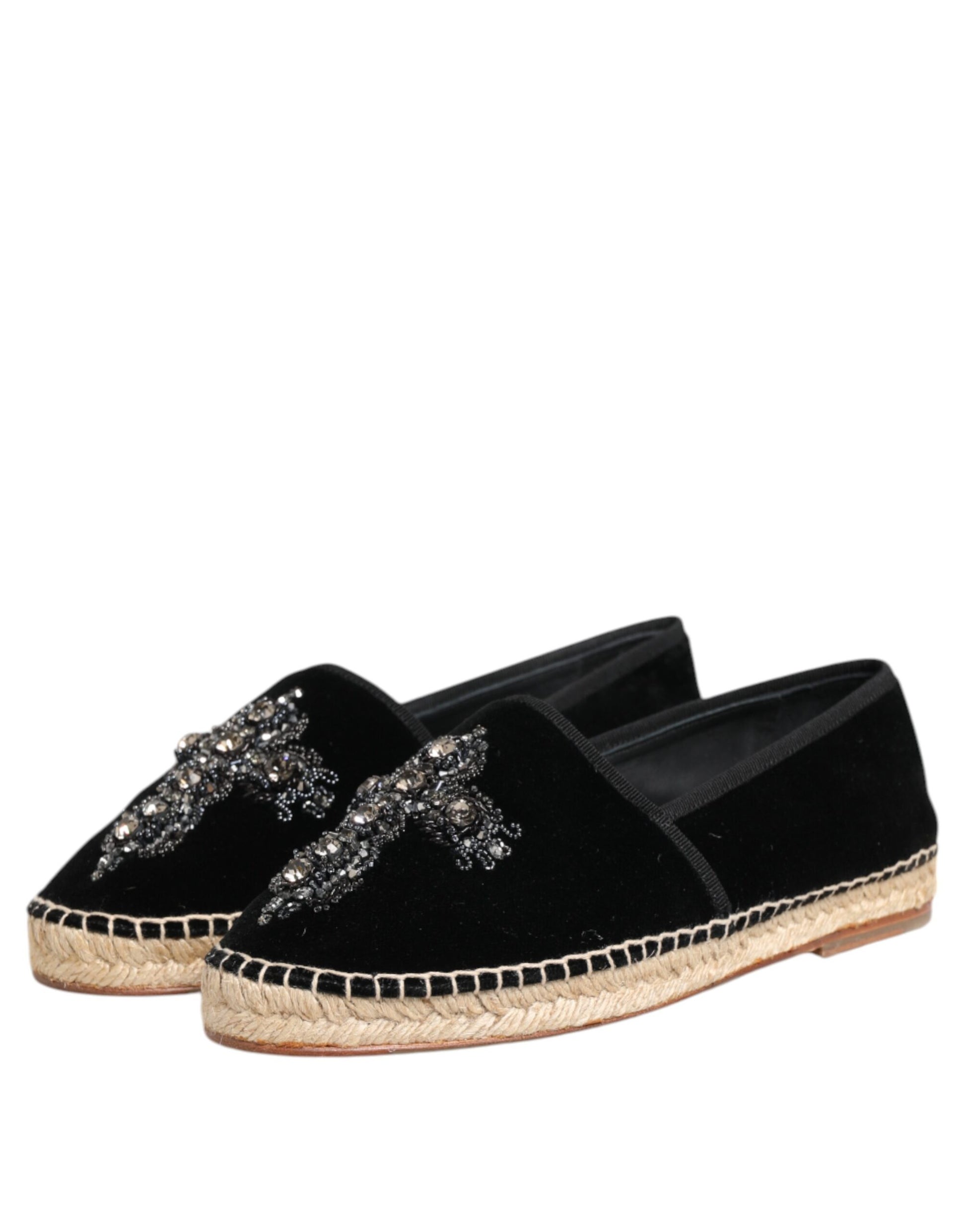 Espadrilles à enfiler Dolce &amp; Gabbana à cristaux Black Cross