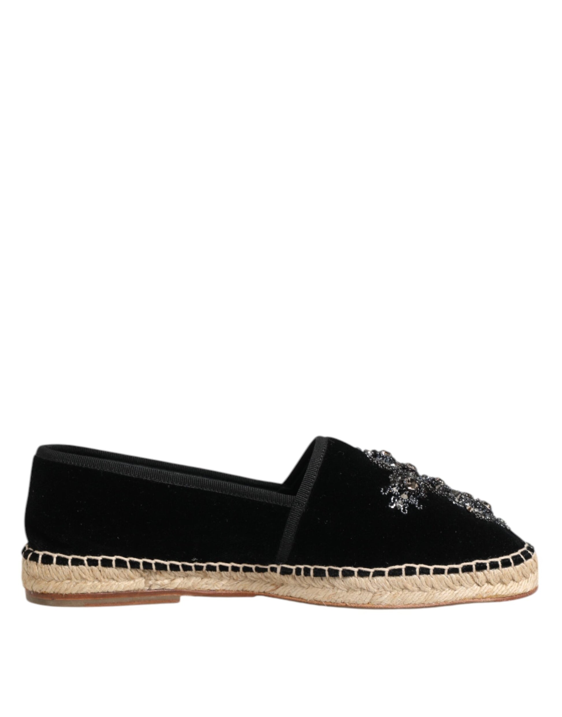 Espadrilles à enfiler Dolce &amp; Gabbana à cristaux Black Cross