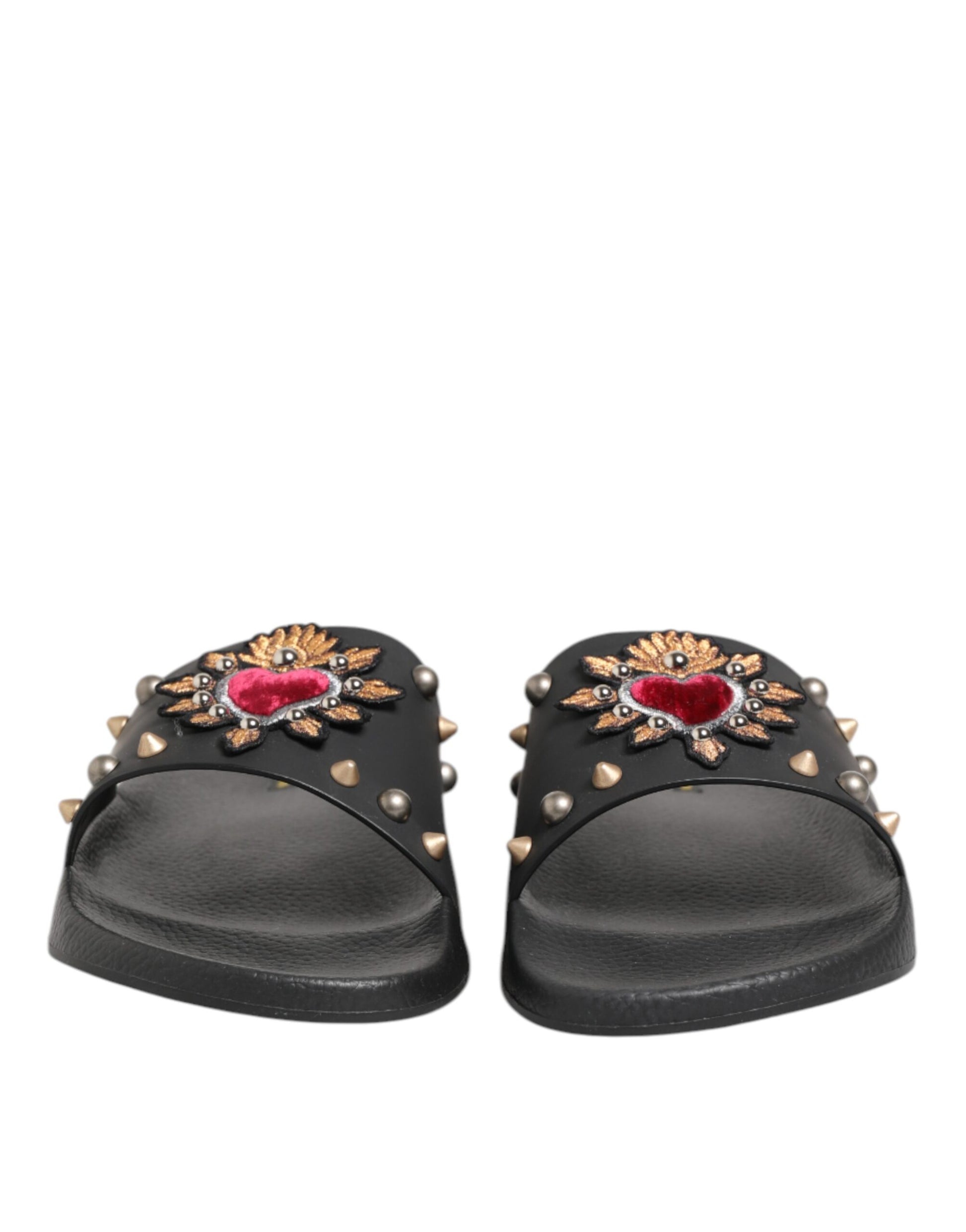 Claquettes Sacred Heart en caoutchouc noir Dolce &amp; Gabbana pour homme
