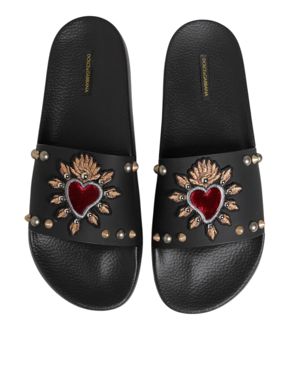 Claquettes Sacred Heart en caoutchouc noir Dolce &amp; Gabbana pour homme