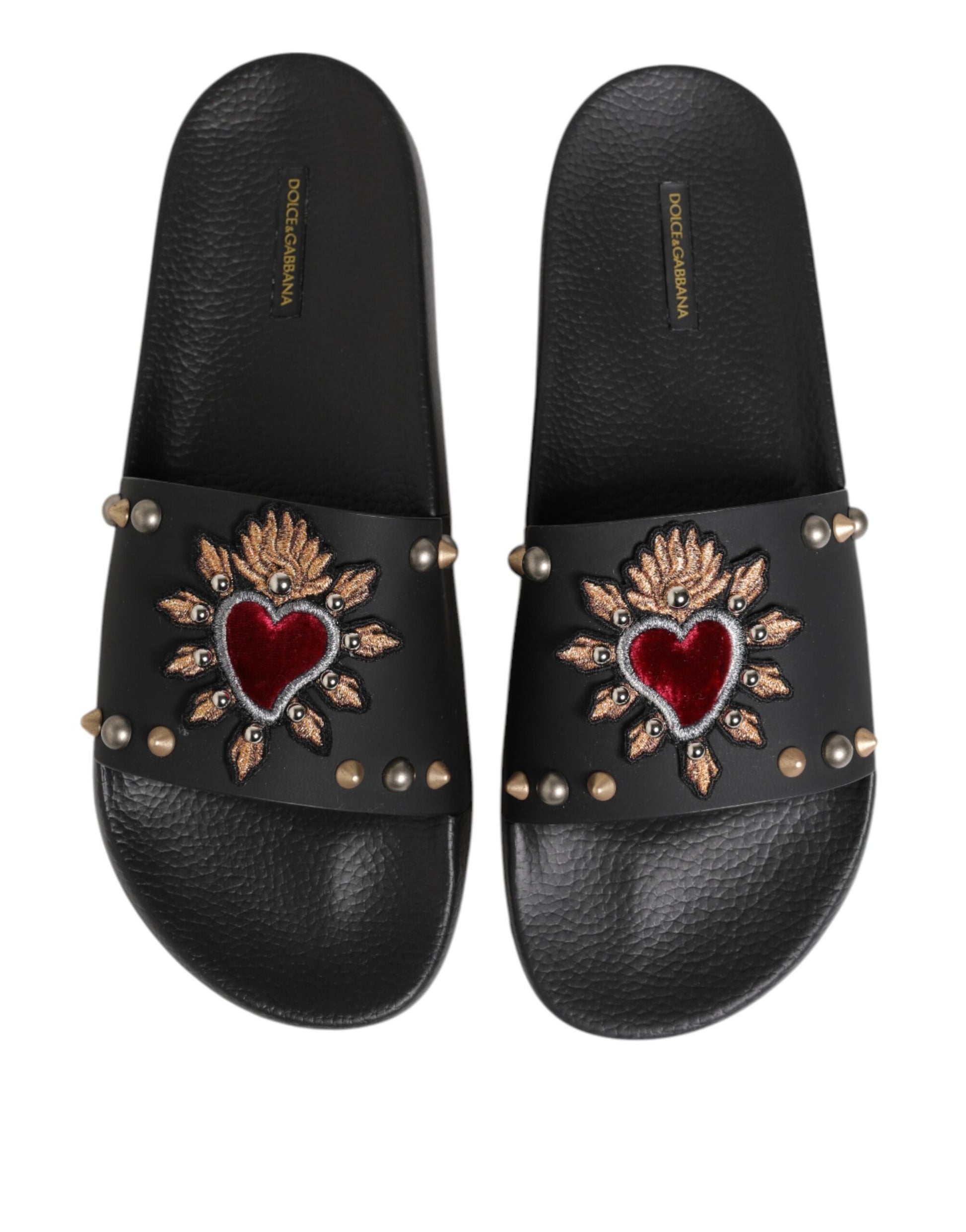 Claquettes Sacred Heart en caoutchouc noir Dolce &amp; Gabbana pour homme