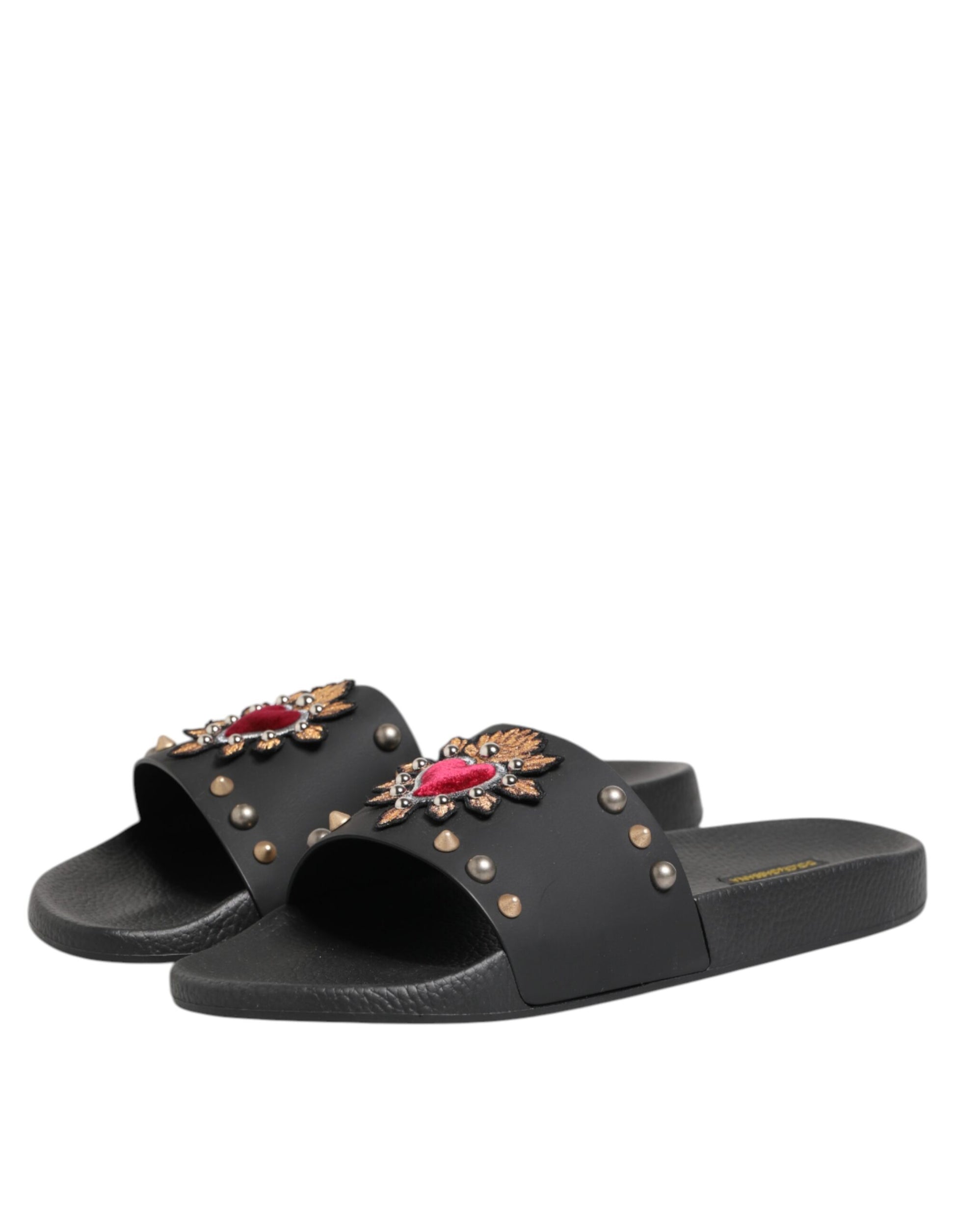 Claquettes Sacred Heart en caoutchouc noir Dolce &amp; Gabbana pour homme
