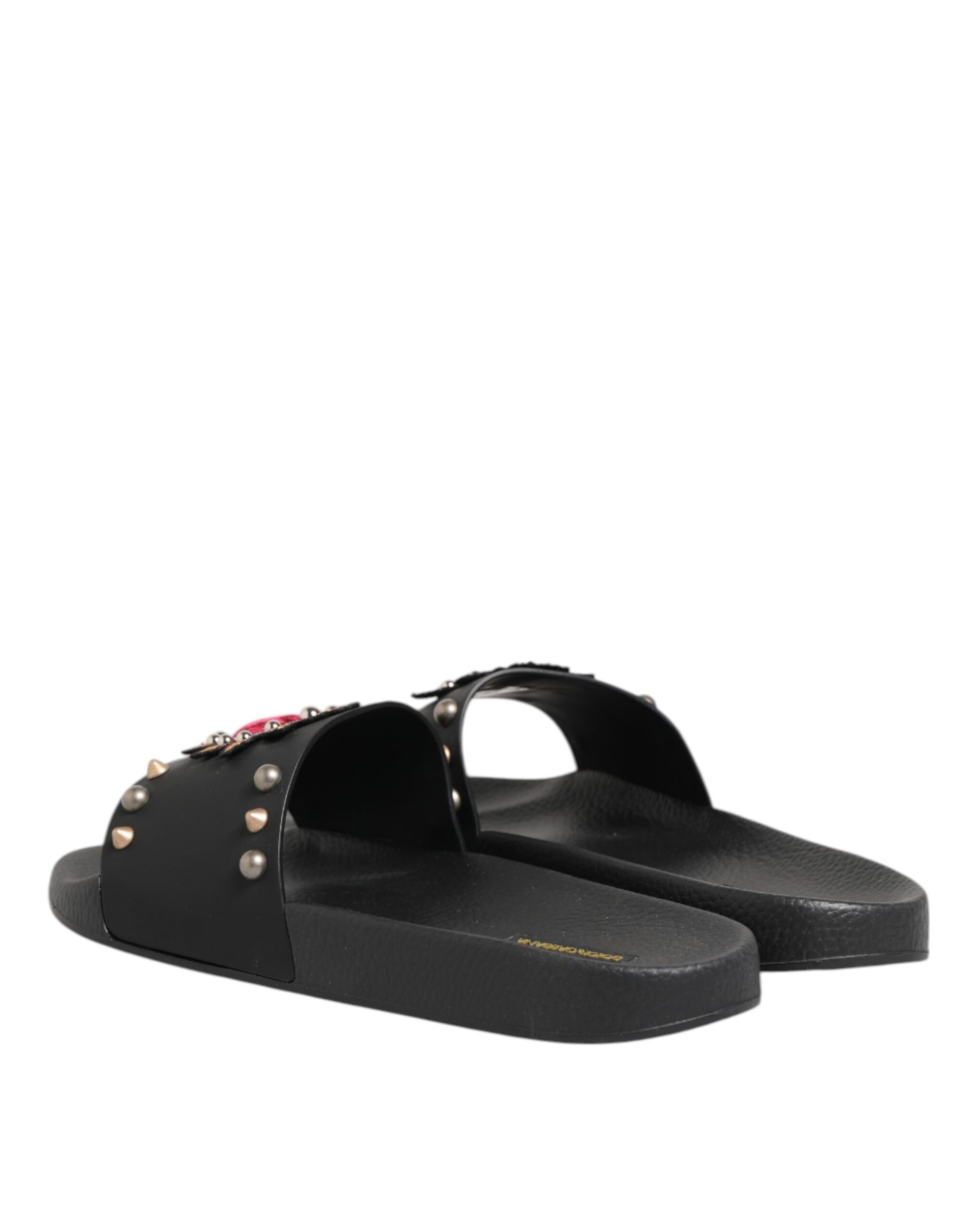 Claquettes Sacred Heart en caoutchouc noir Dolce &amp; Gabbana pour homme