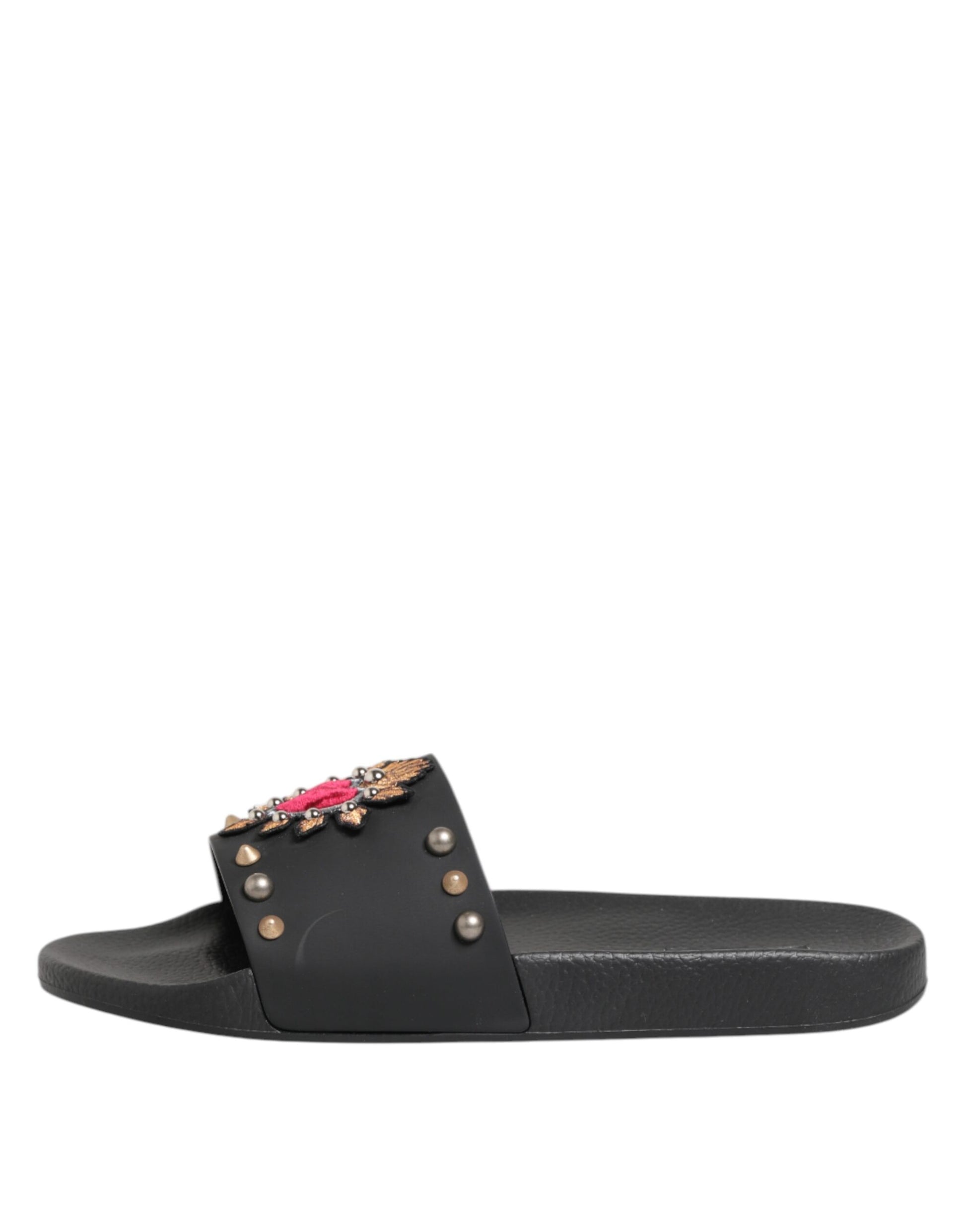 Claquettes Sacred Heart en caoutchouc noir Dolce &amp; Gabbana pour homme
