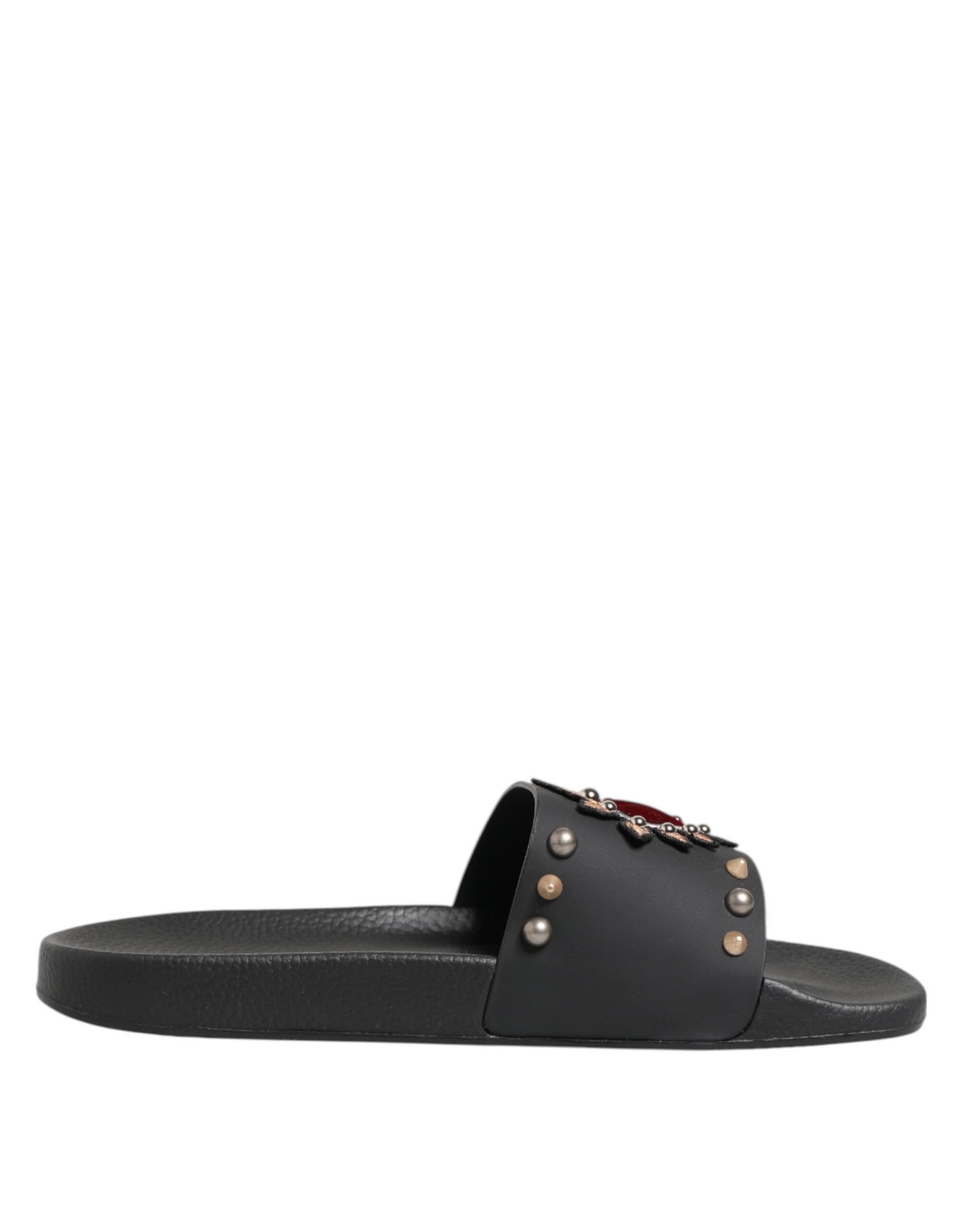 Claquettes Sacred Heart en caoutchouc noir Dolce &amp; Gabbana pour homme