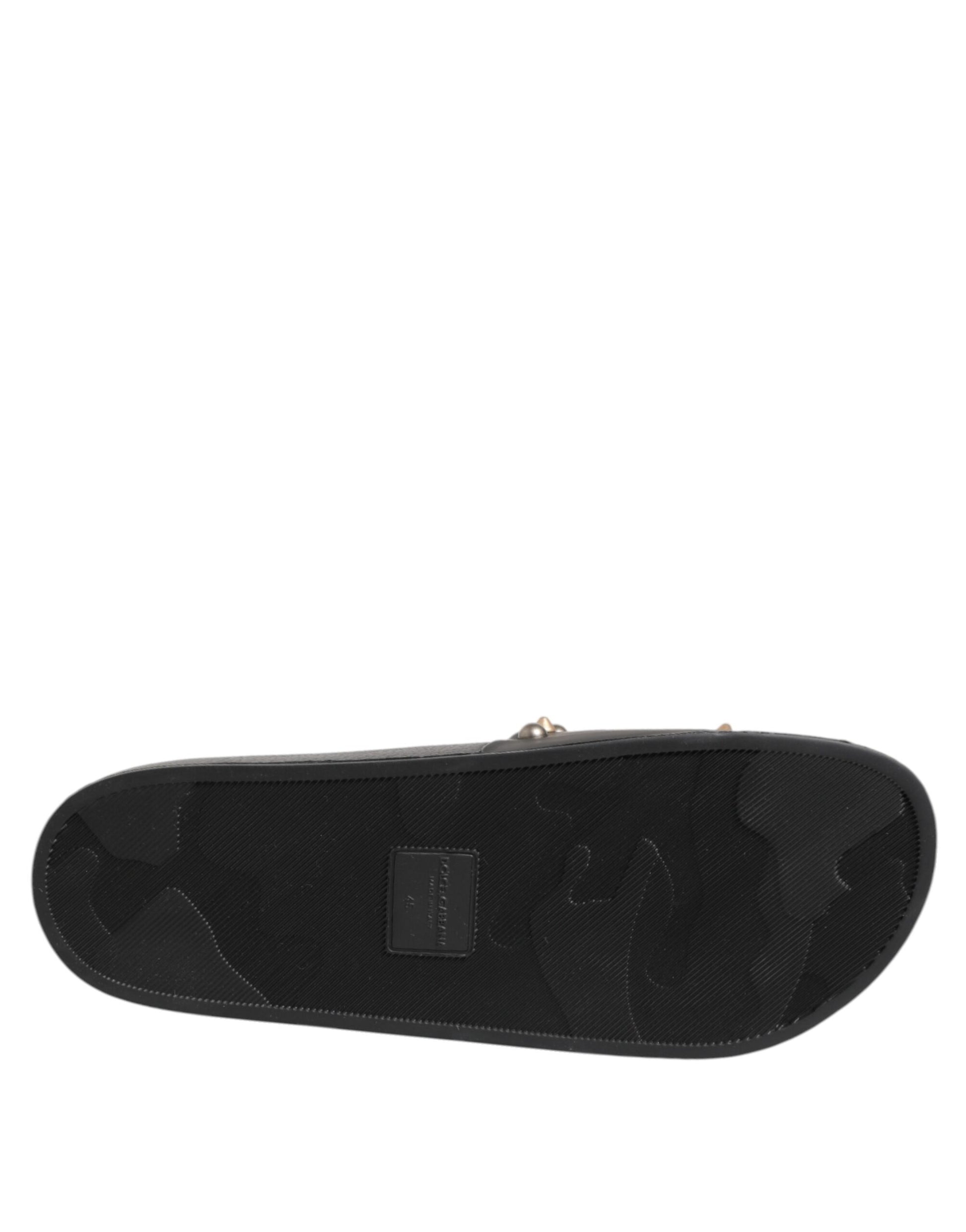Claquettes Sacred Heart en caoutchouc noir Dolce &amp; Gabbana pour homme