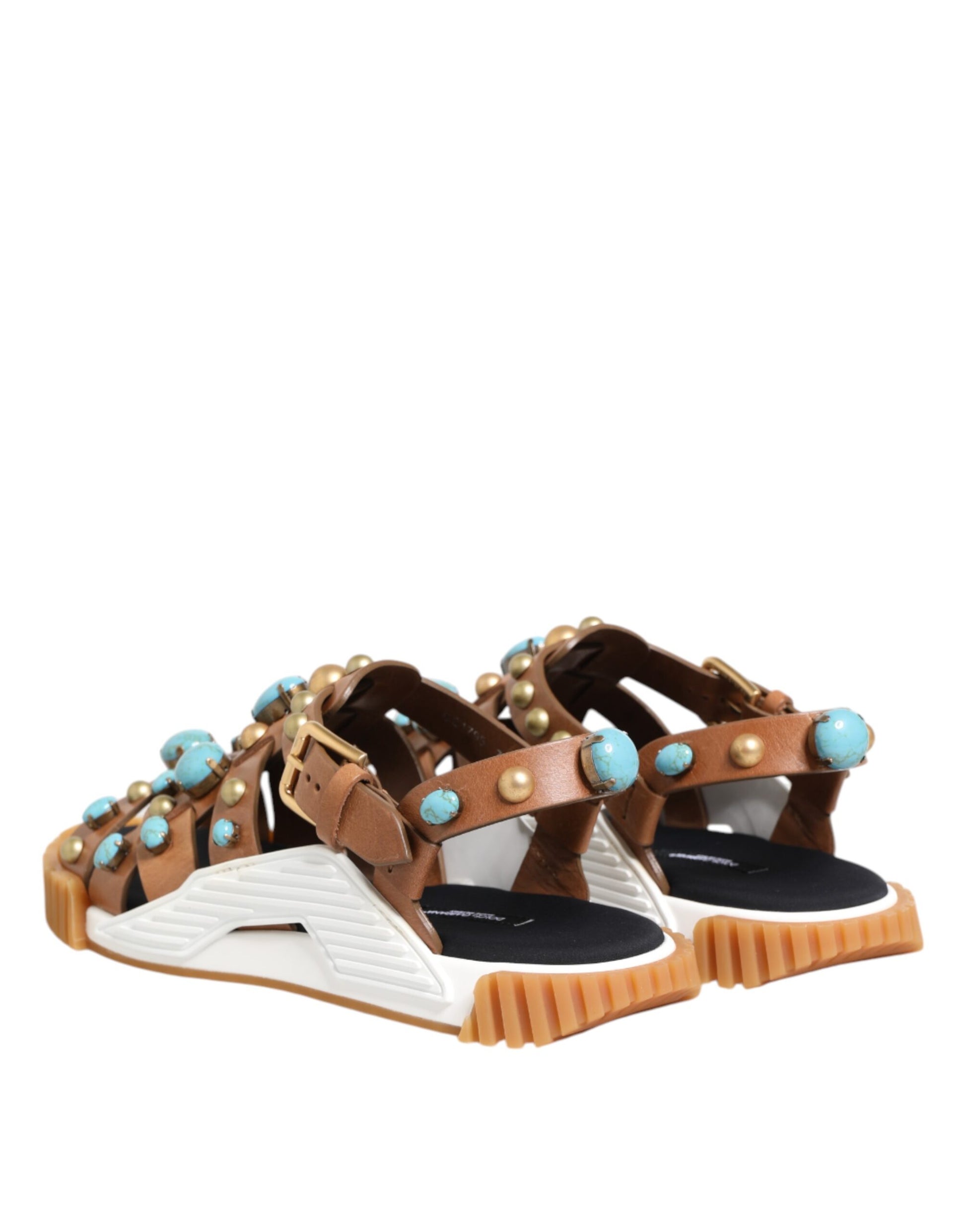 Sandales cloutées en cuir marron Dolce &amp; Gabbana