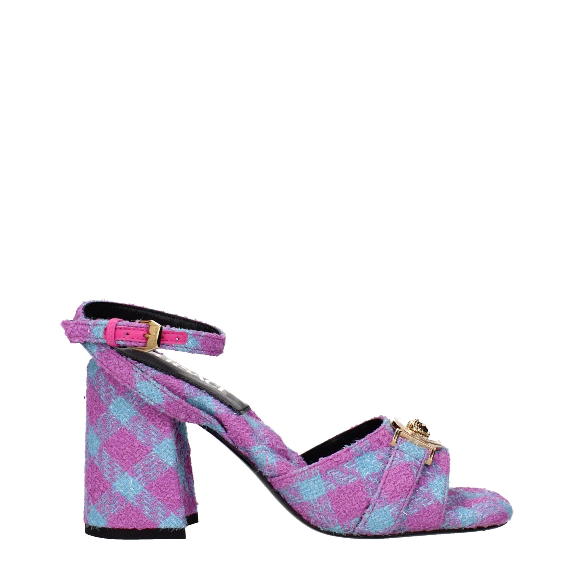 Plateformes en tissu rose Versace