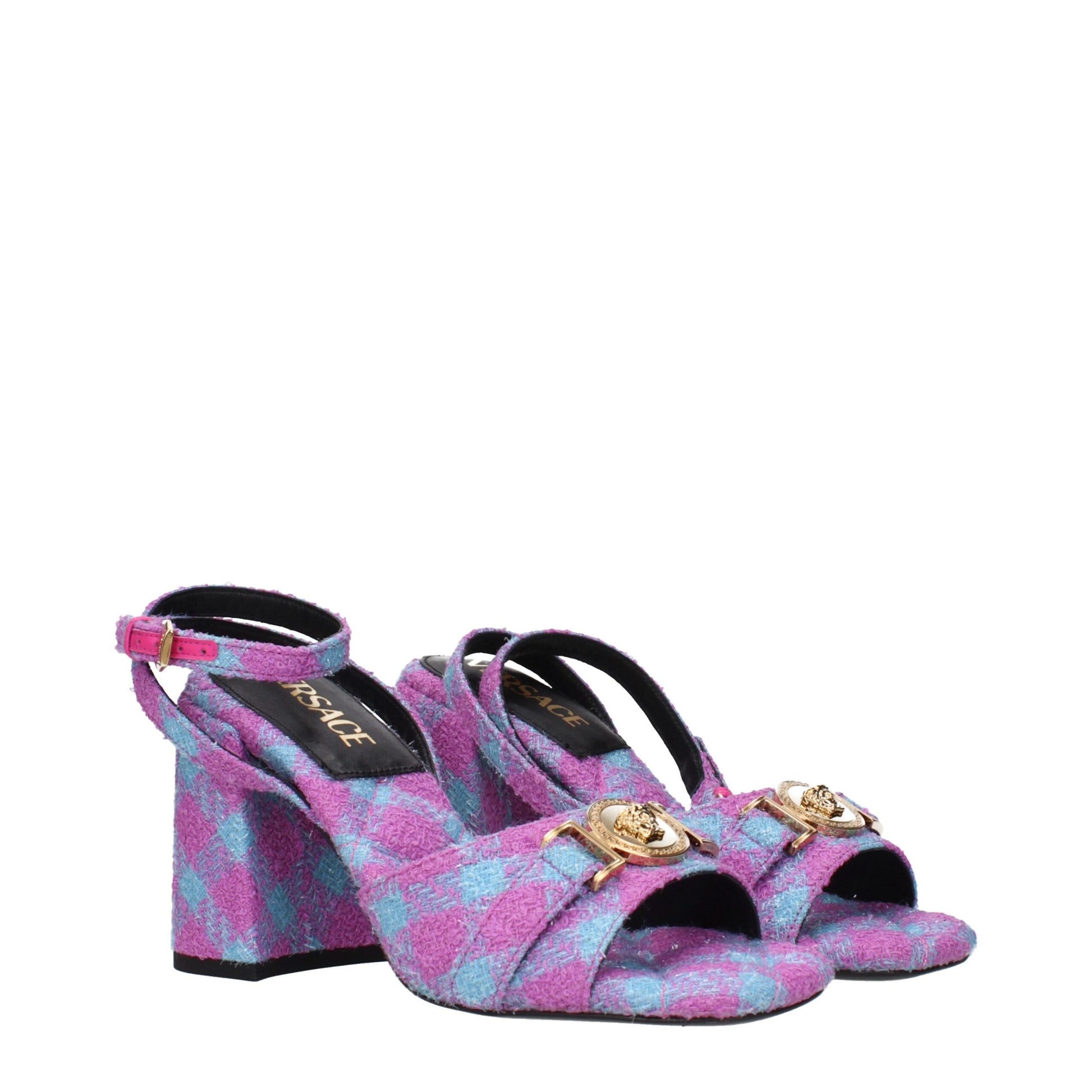 Plateformes en tissu rose Versace