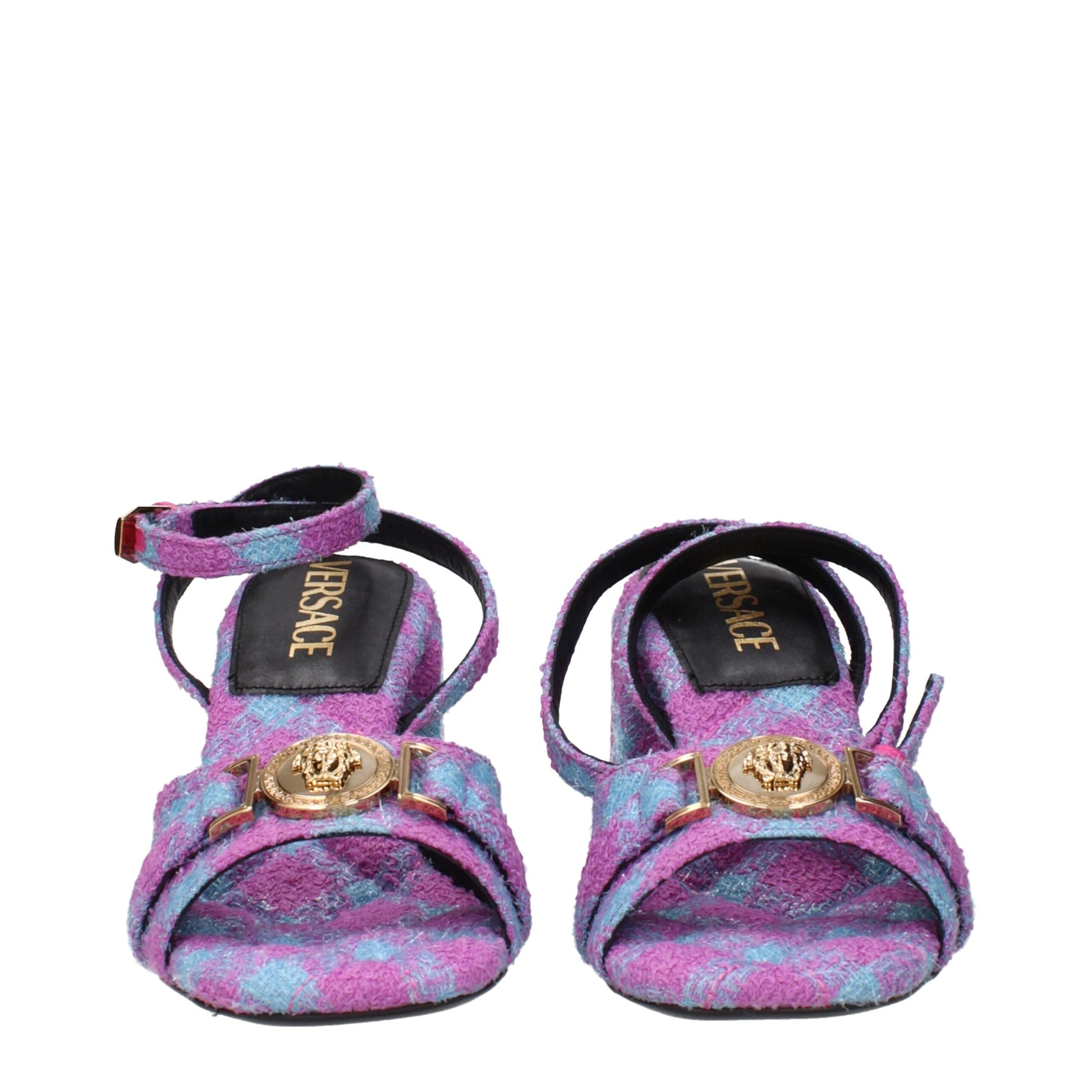 Plateformes en tissu rose Versace